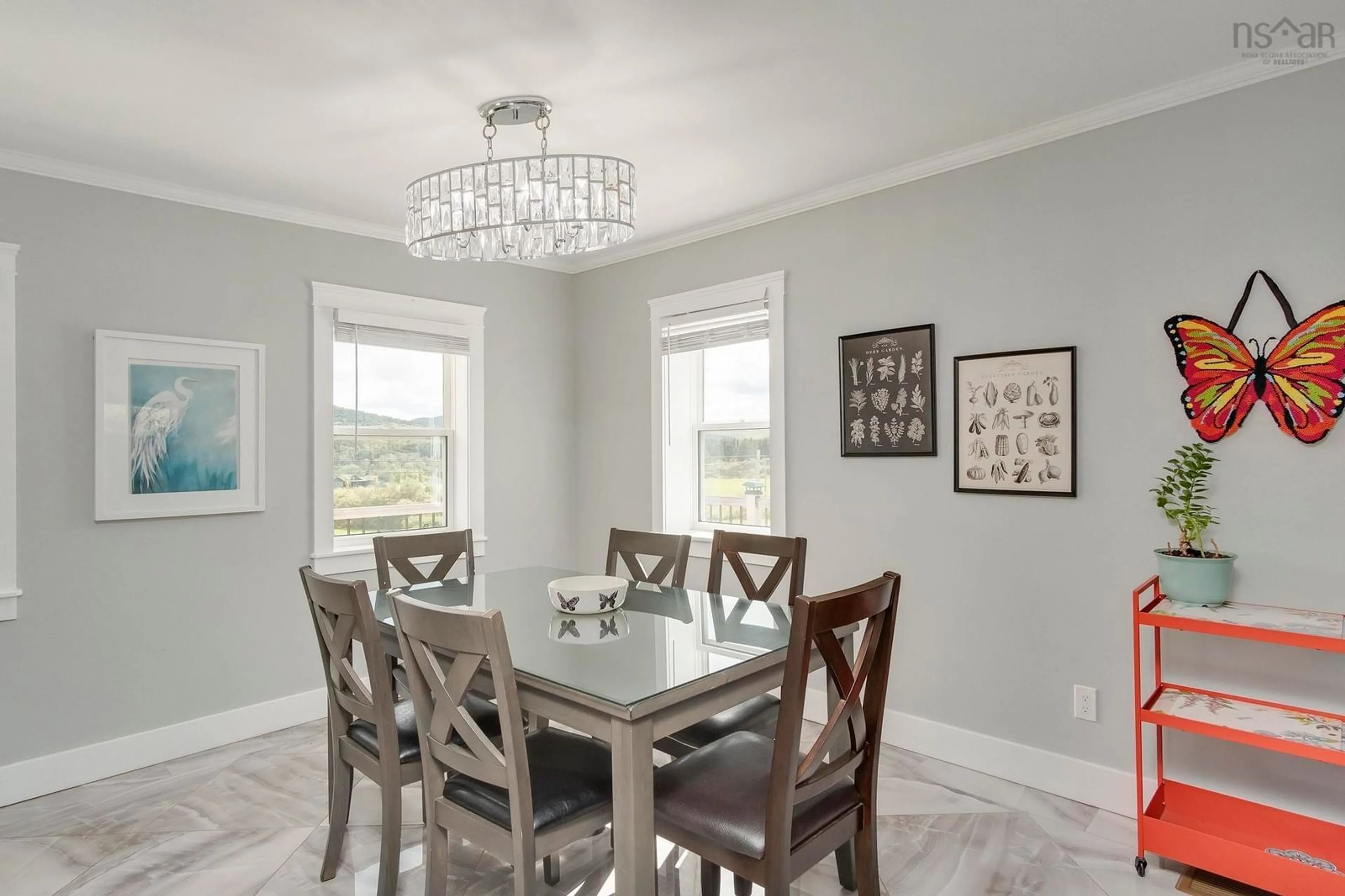 Dining room, wood floors, cottage for 8243 Cabot Trail, Margaree Forks Nova Scotia B0E 2A0