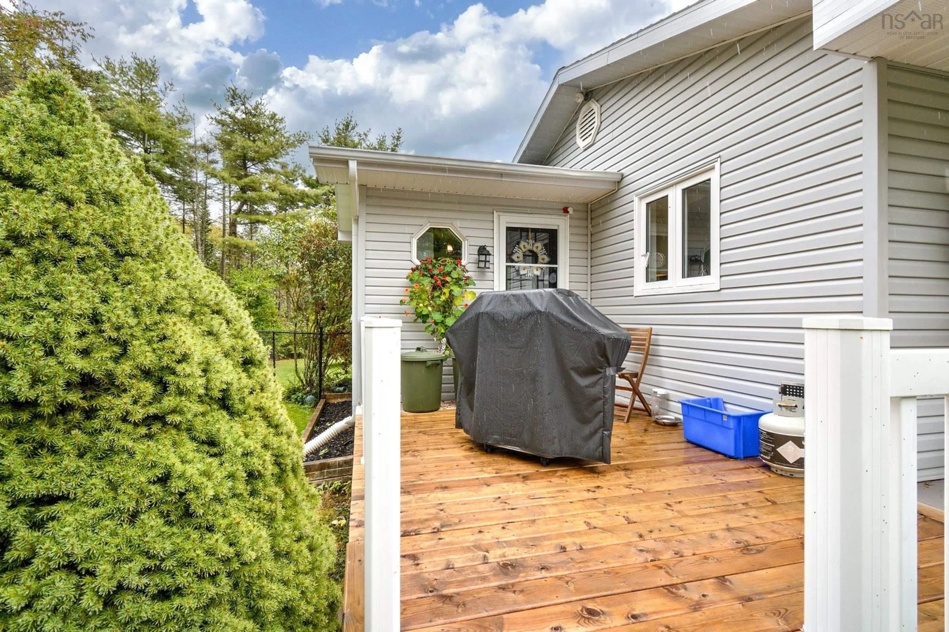 Patio, the fenced backyard for 68 Hanartwood Drive Dr, Coxheath Nova Scotia B1L 1B3