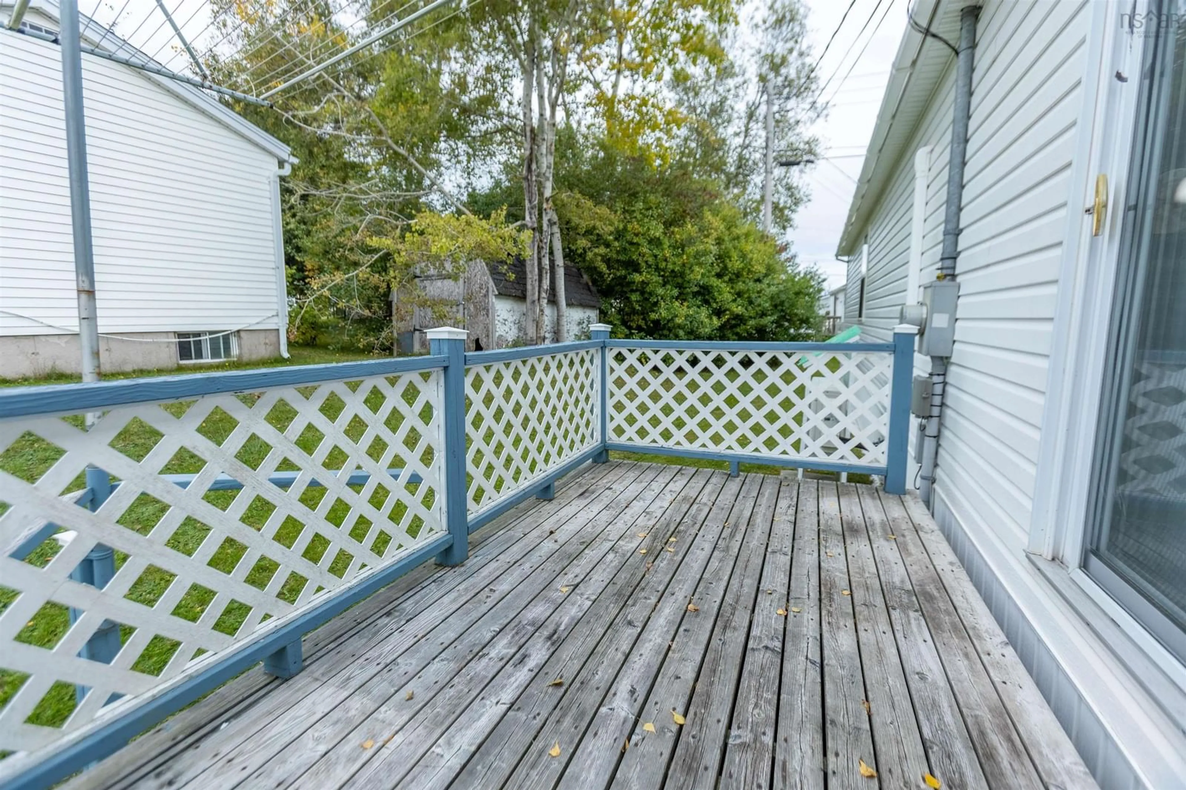 Patio, the fenced backyard for 8 Rosewood Dr, Amherst Nova Scotia B4H 4N8