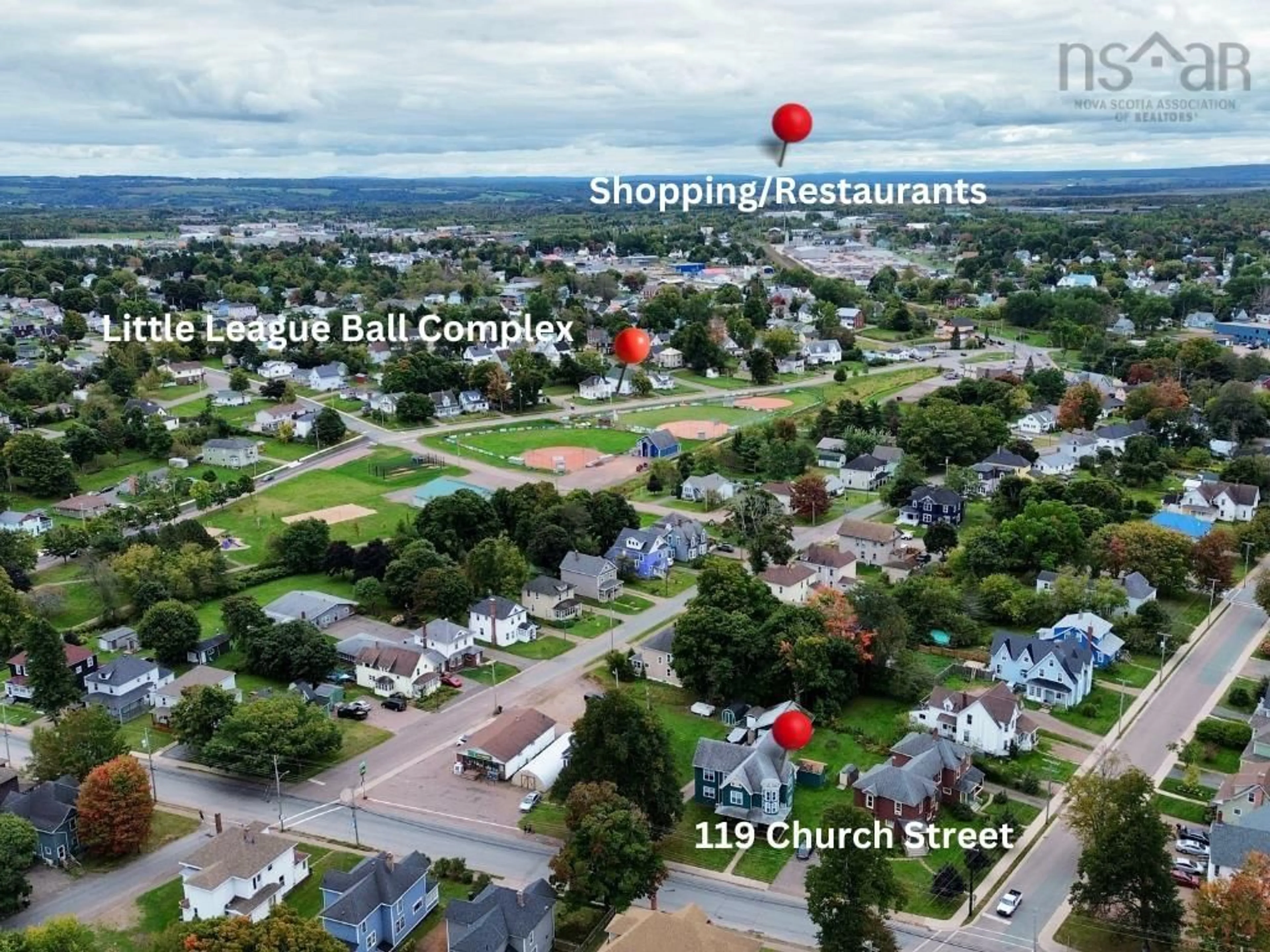 A pic from outside/outdoor area/front of a property/back of a property/a pic from drone, street for 119 Church St, Amherst Nova Scotia B4H 3B7