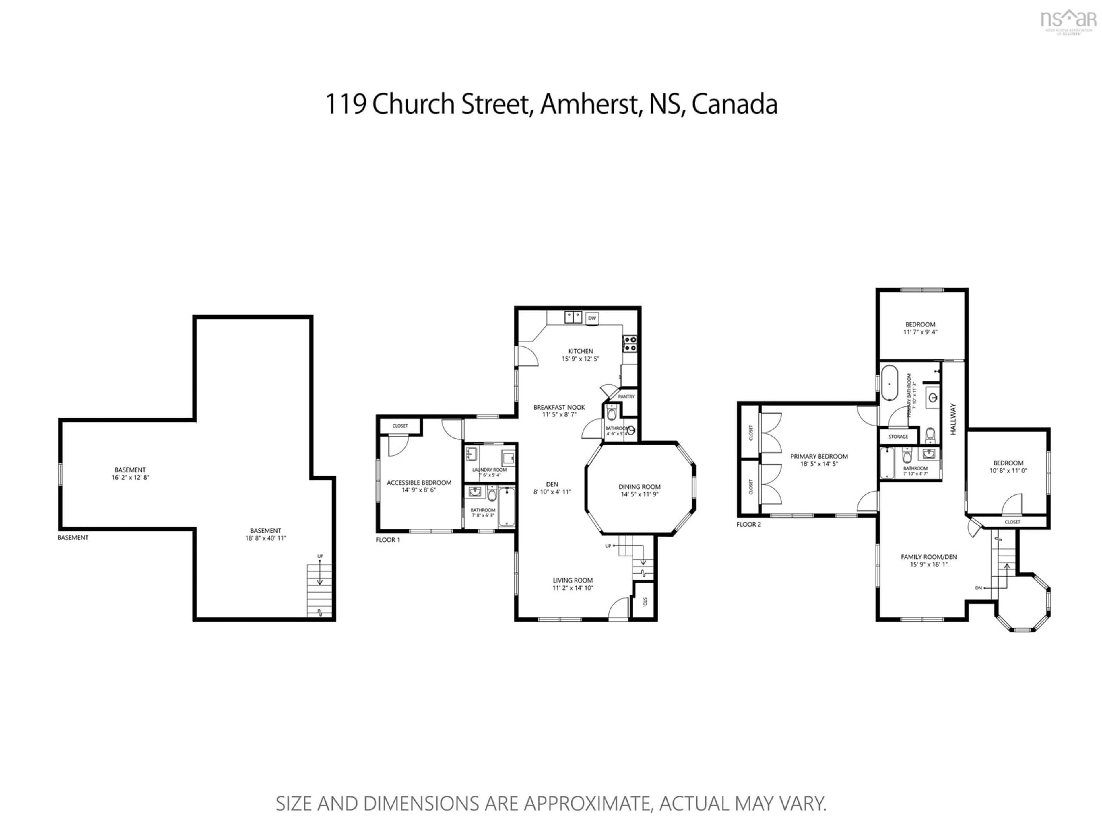 Floor plan for 119 Church St, Amherst Nova Scotia B4H 3B7