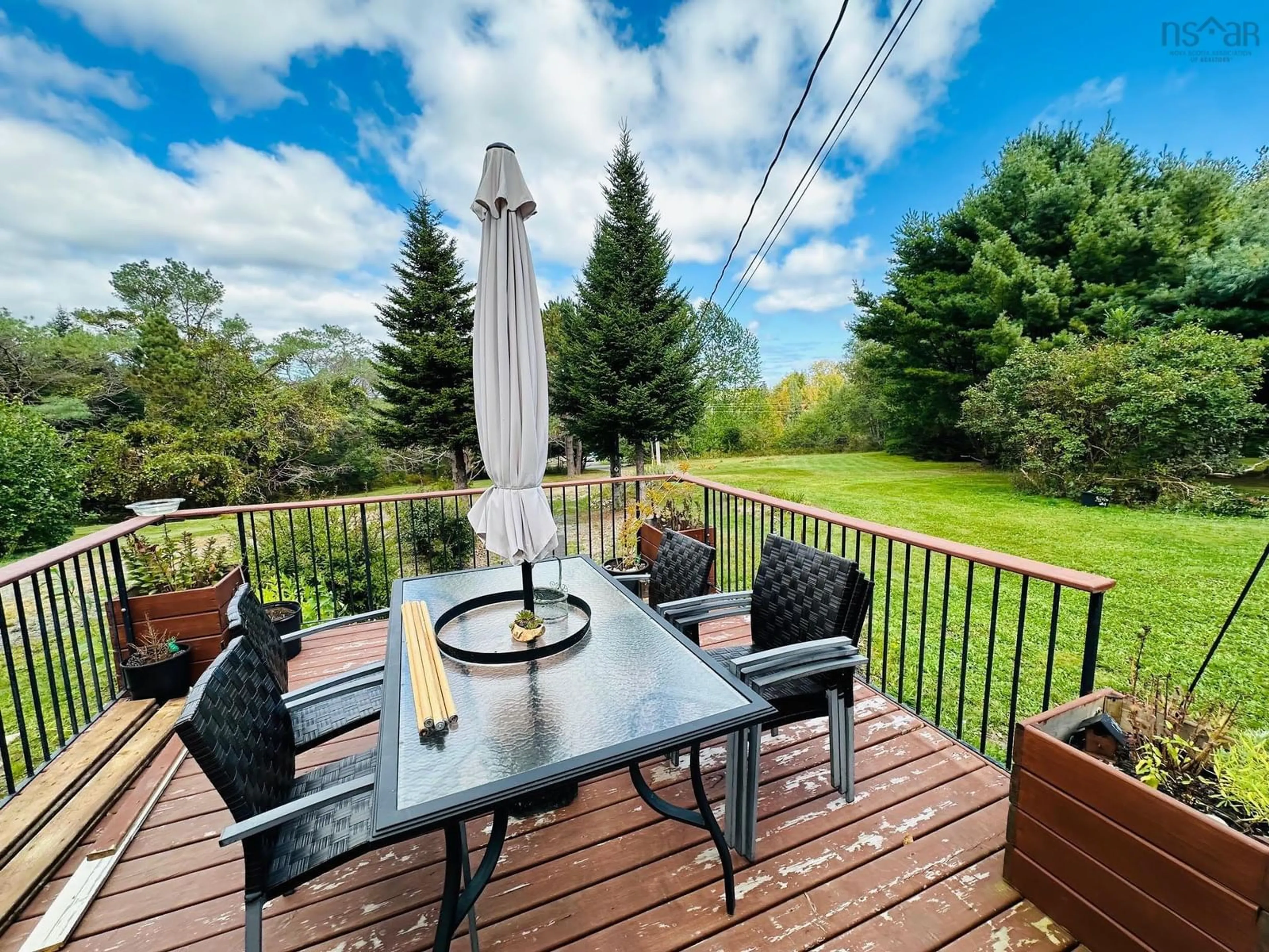 Patio, the fenced backyard for 105 Wilkies Cove Rd, Middle Lahave Nova Scotia B4V 2Z2