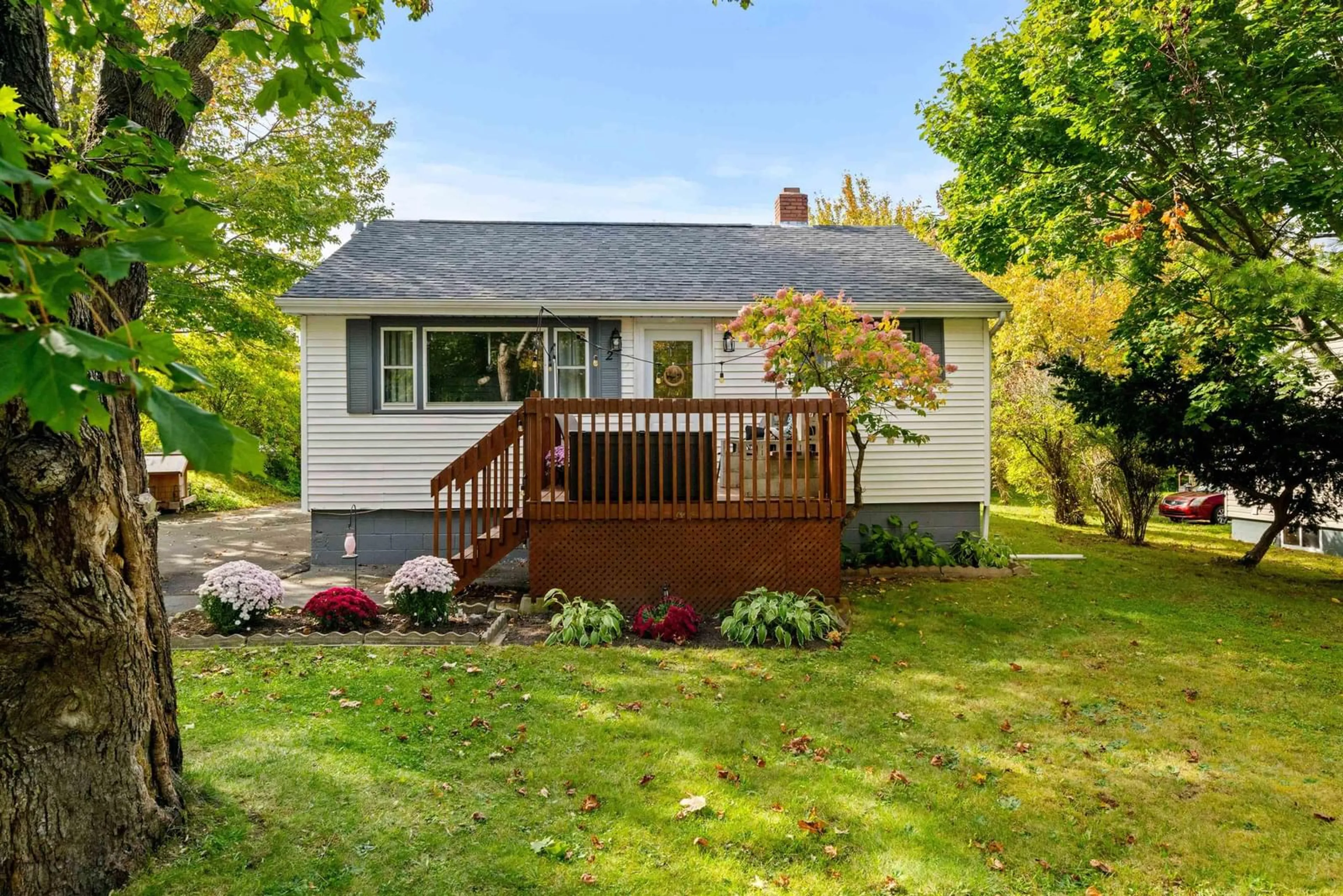 Frontside or backside of a home, the fenced backyard for 2 Killarney Dr, Bedford Nova Scotia B4B 1B8