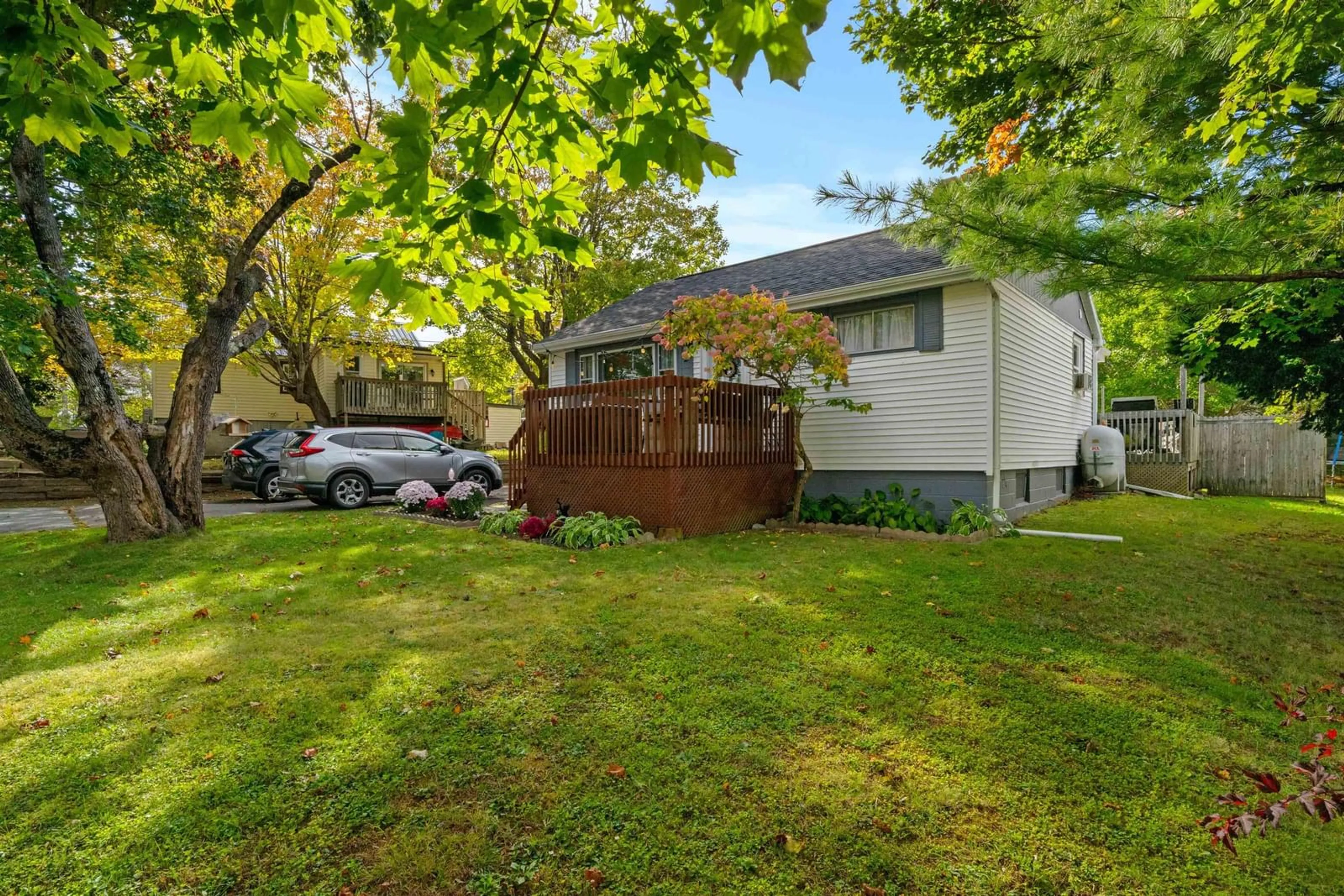 A pic from exterior of the house or condo, the fenced backyard for 2 Killarney Dr, Bedford Nova Scotia B4B 1B8