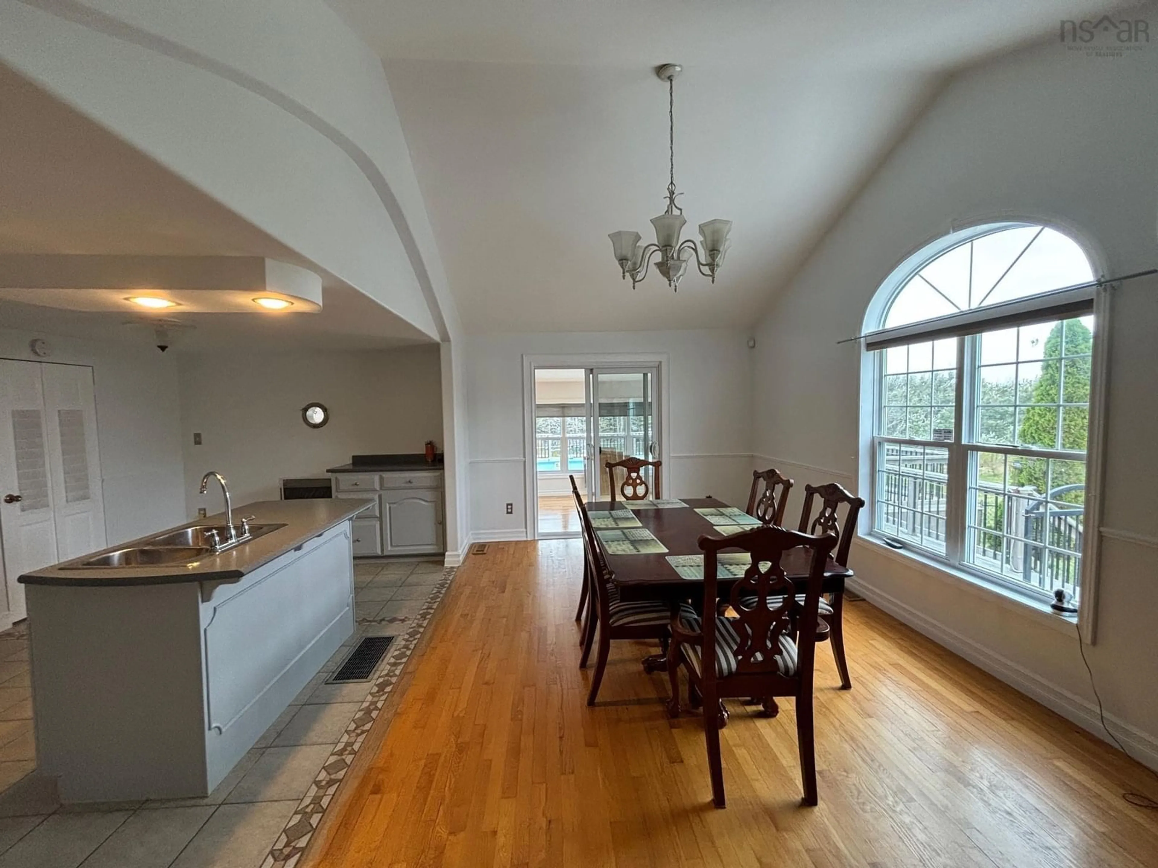 Dining room, wood floors, cottage for 120 Long Beach Rd, Port Morien Nova Scotia B1B 1E6