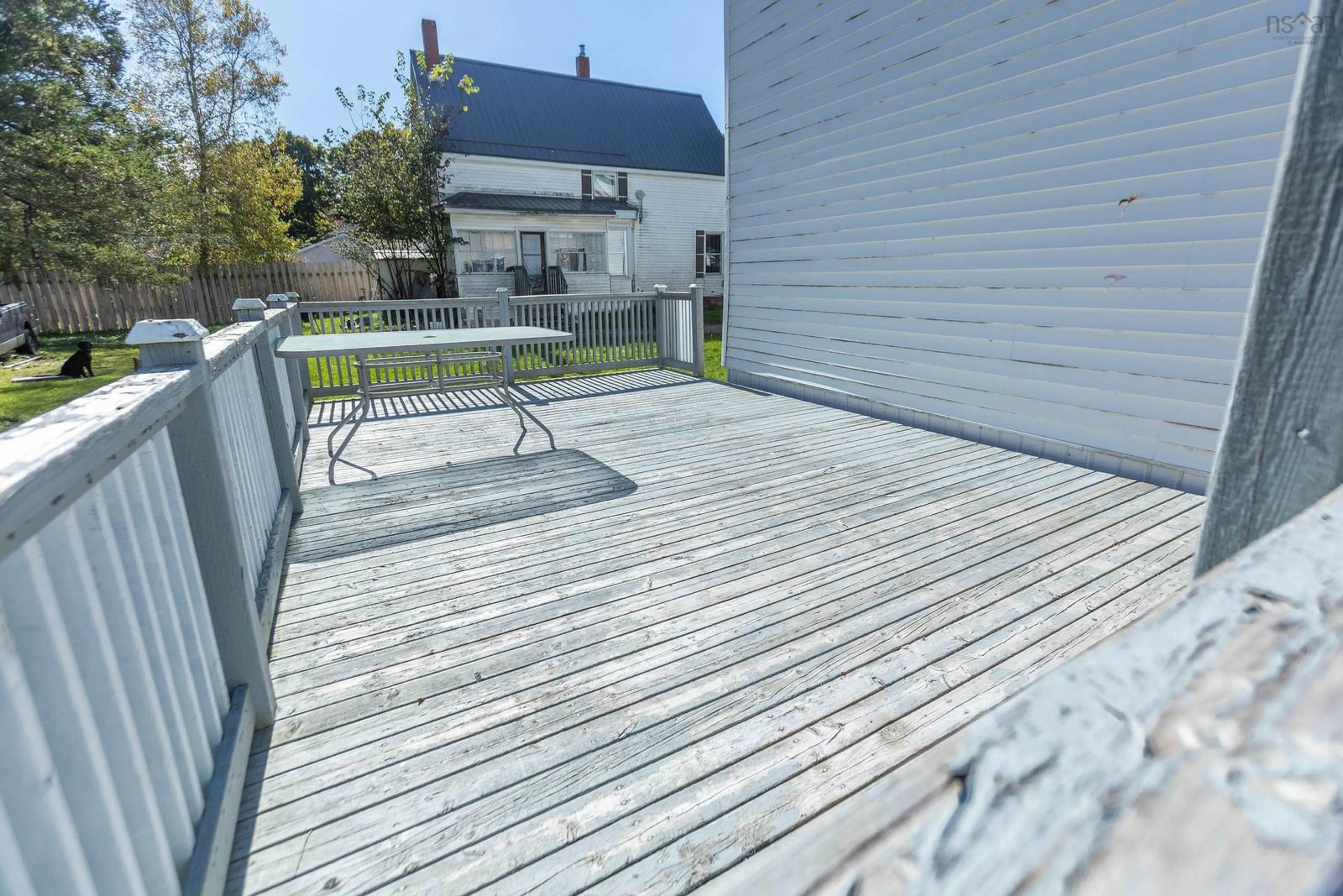 Patio, the fenced backyard for 30 Victoria St, Amherst Nova Scotia B4H 1C1