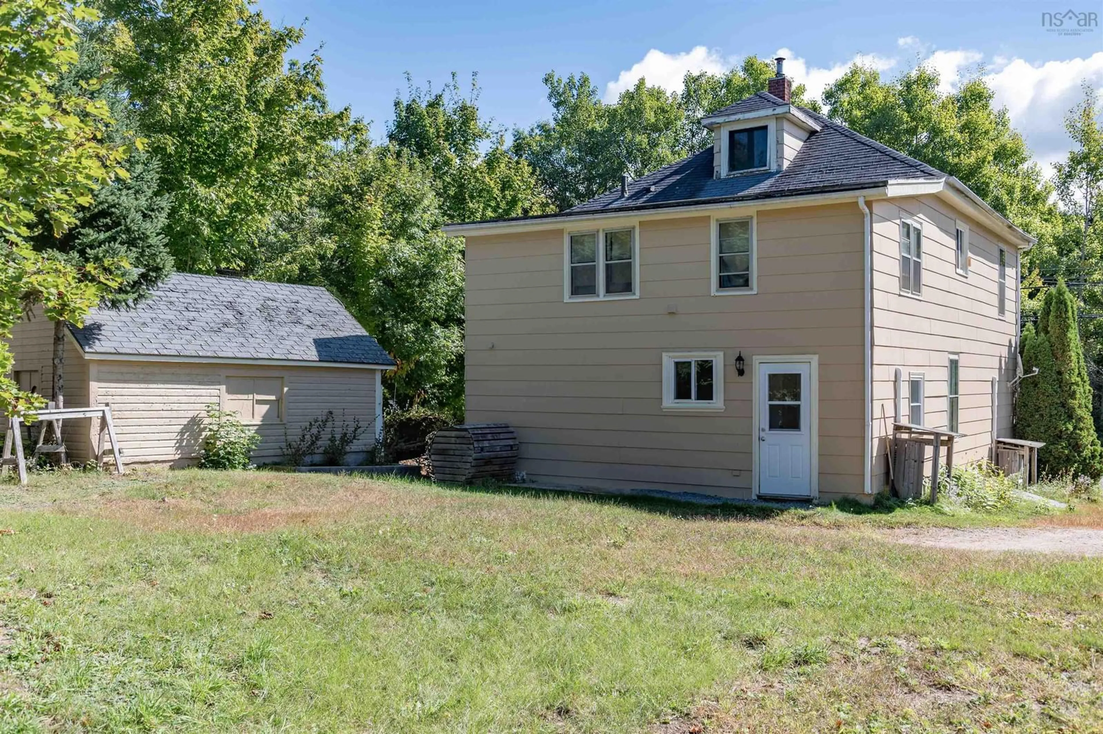 Frontside or backside of a home, the fenced backyard for 2853 Lovett Rd, Coldbrook Nova Scotia B4R 1A6