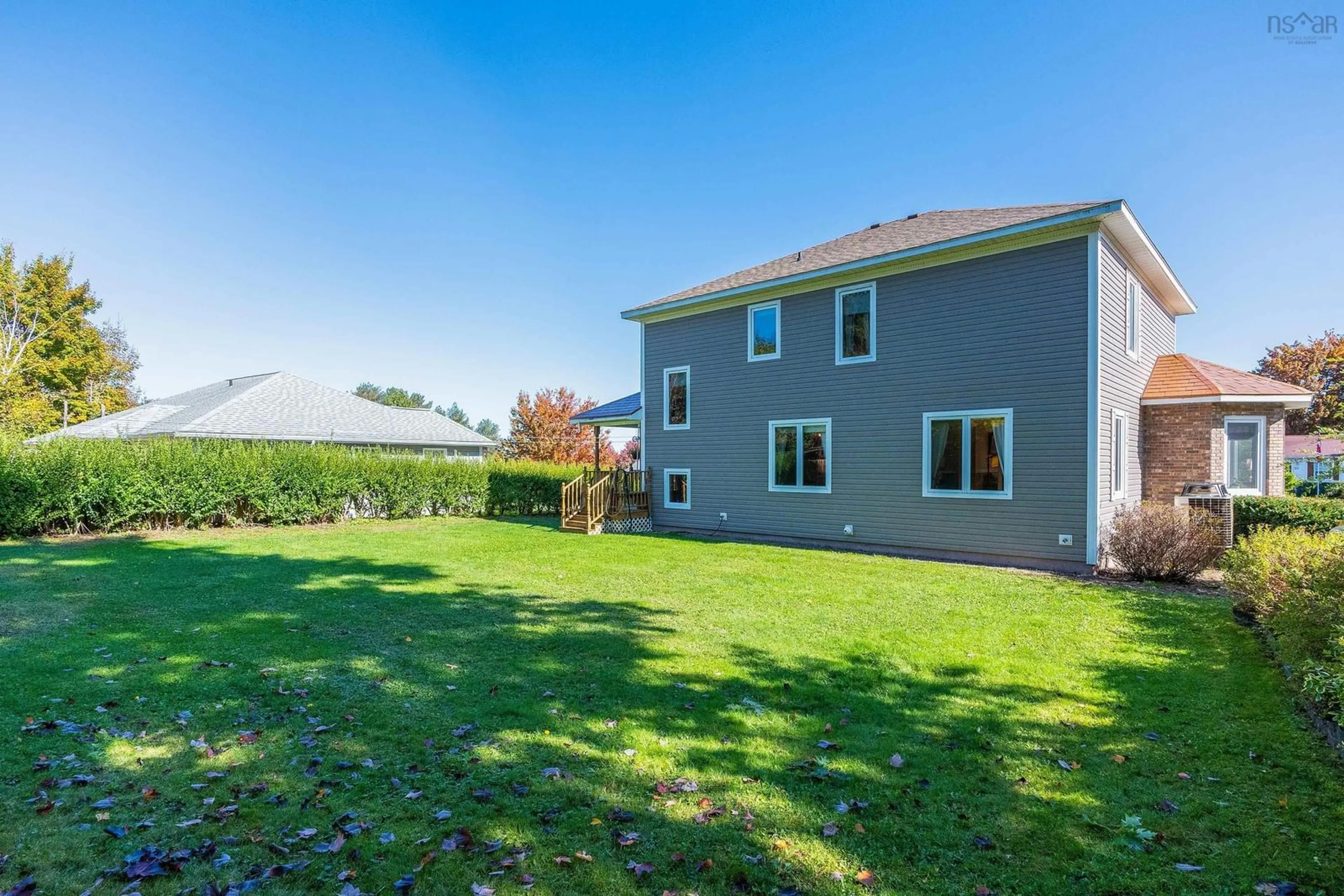 Patio, the fenced backyard for 28 Daniel Dr, Berwick Nova Scotia B0P 1E0