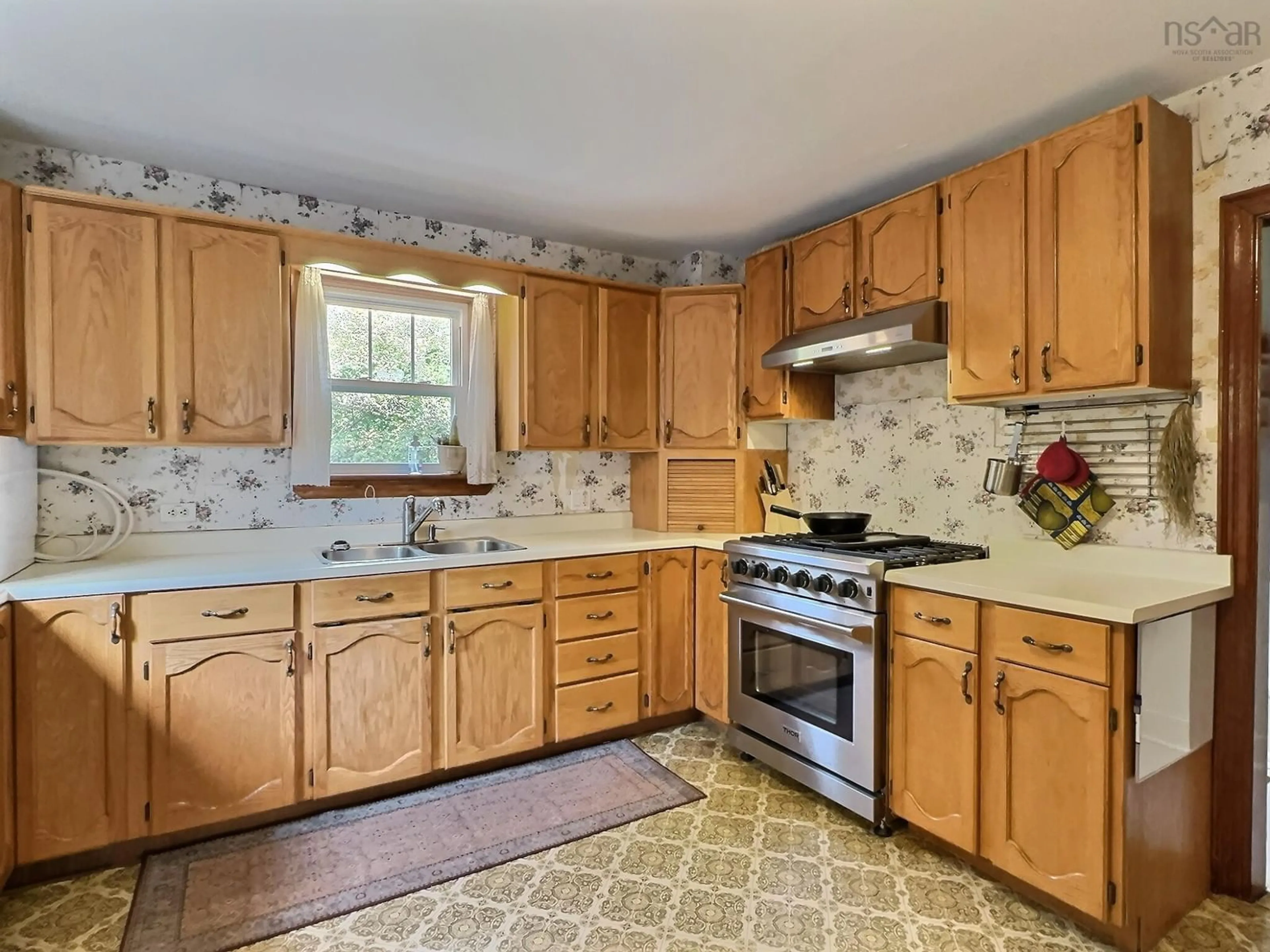 Standard kitchen, wood floors, cottage for 408 Salmon River Rd, Valley Nova Scotia B6L 4E4