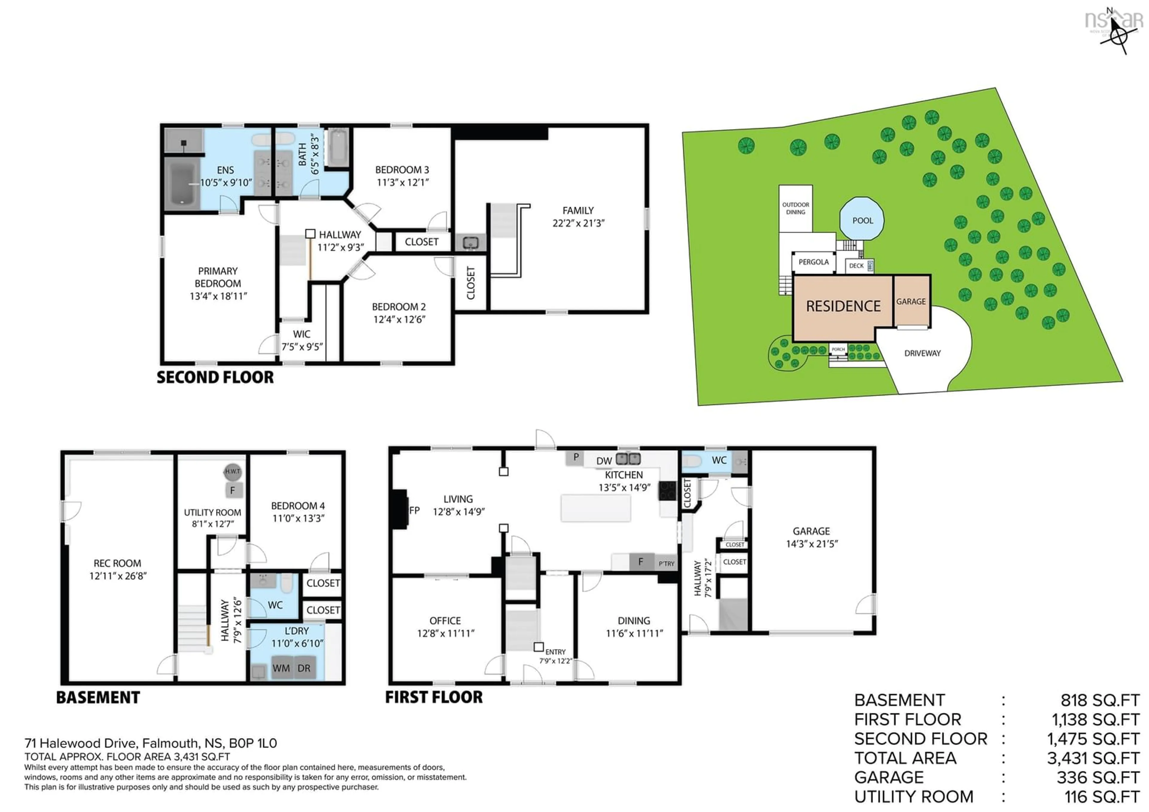 Floor plan for 71 Halewood Dr, Falmouth Nova Scotia B0P 1P0