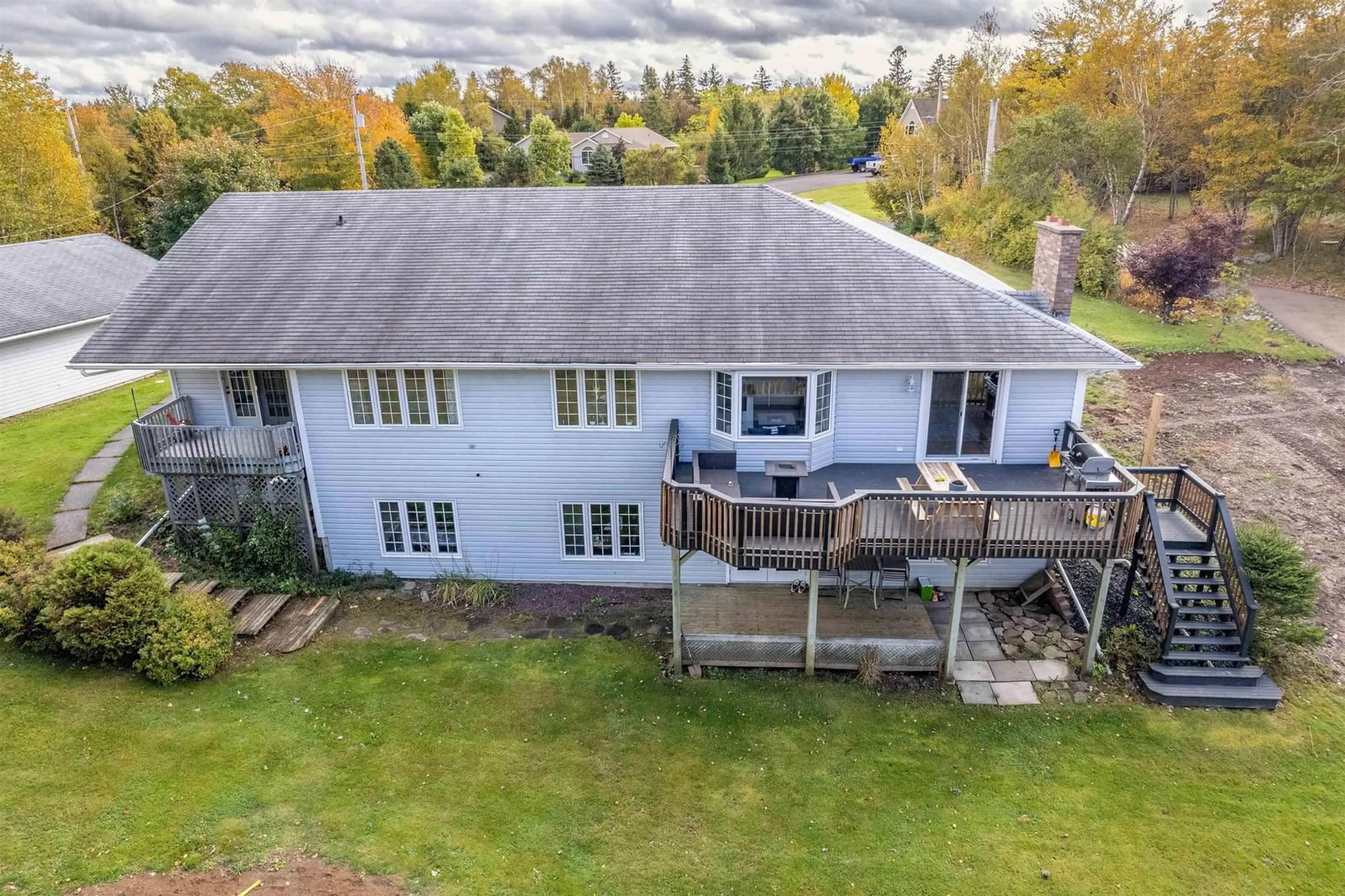 Frontside or backside of a home, the fenced backyard for 60 Kent Crt, Sydney Forks Nova Scotia B1L 1C1