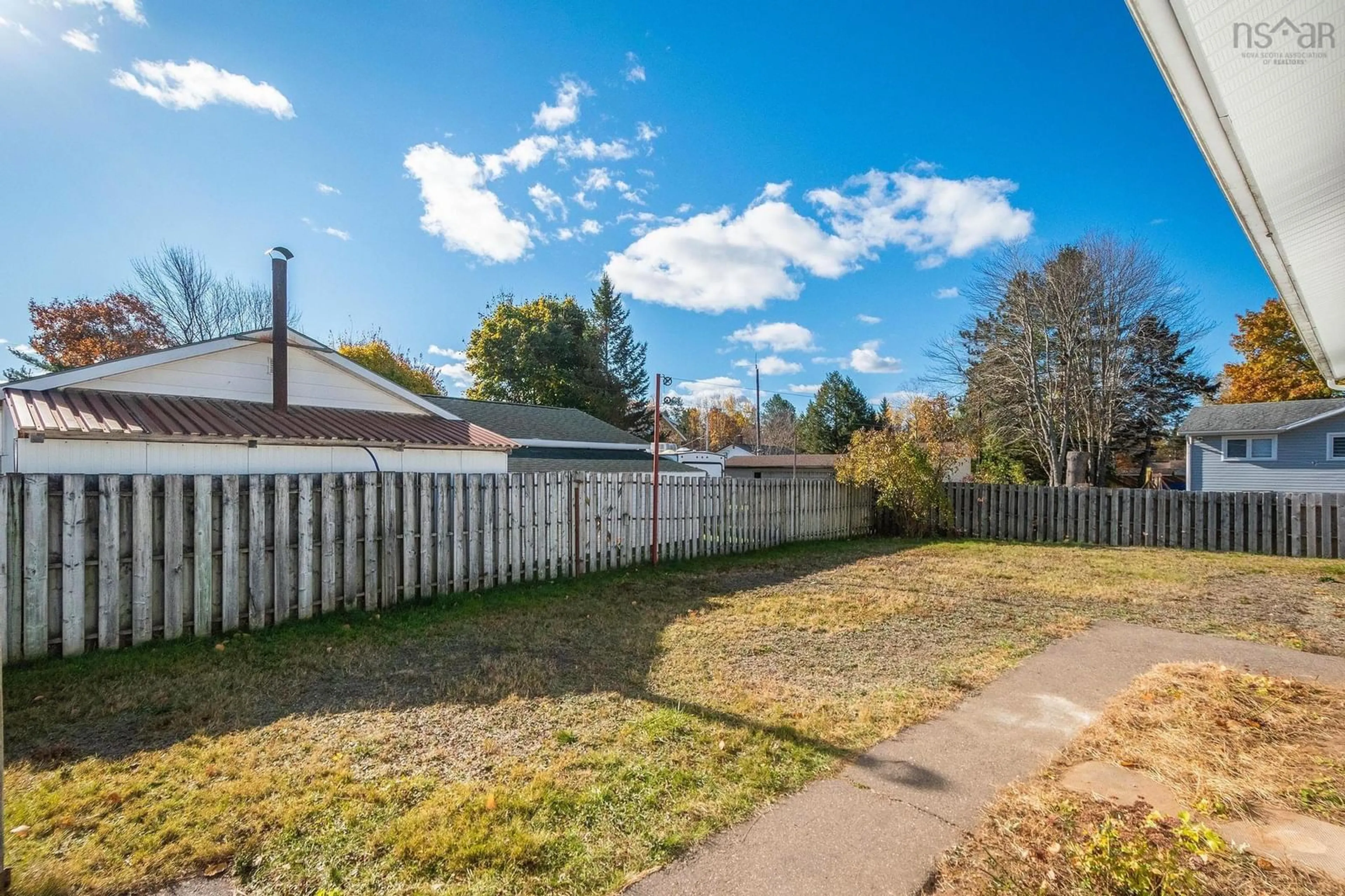 Patio, the fenced backyard for 490 Pine Ridge Ave, Kingston Nova Scotia B0P 1R0