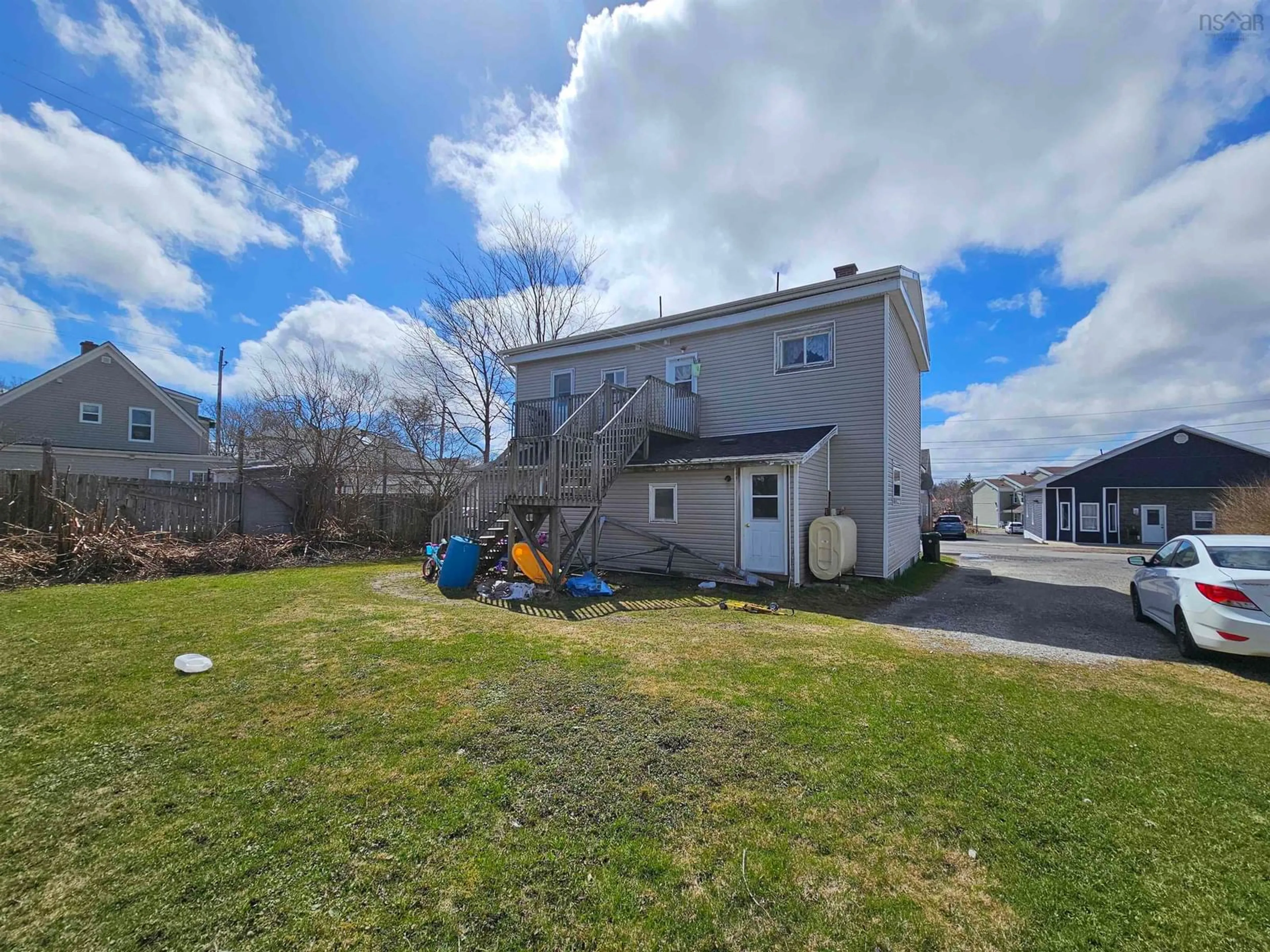 A pic from exterior of the house or condo, the fenced backyard for 3 Forman St, North Sydney Nova Scotia B2A 2L4