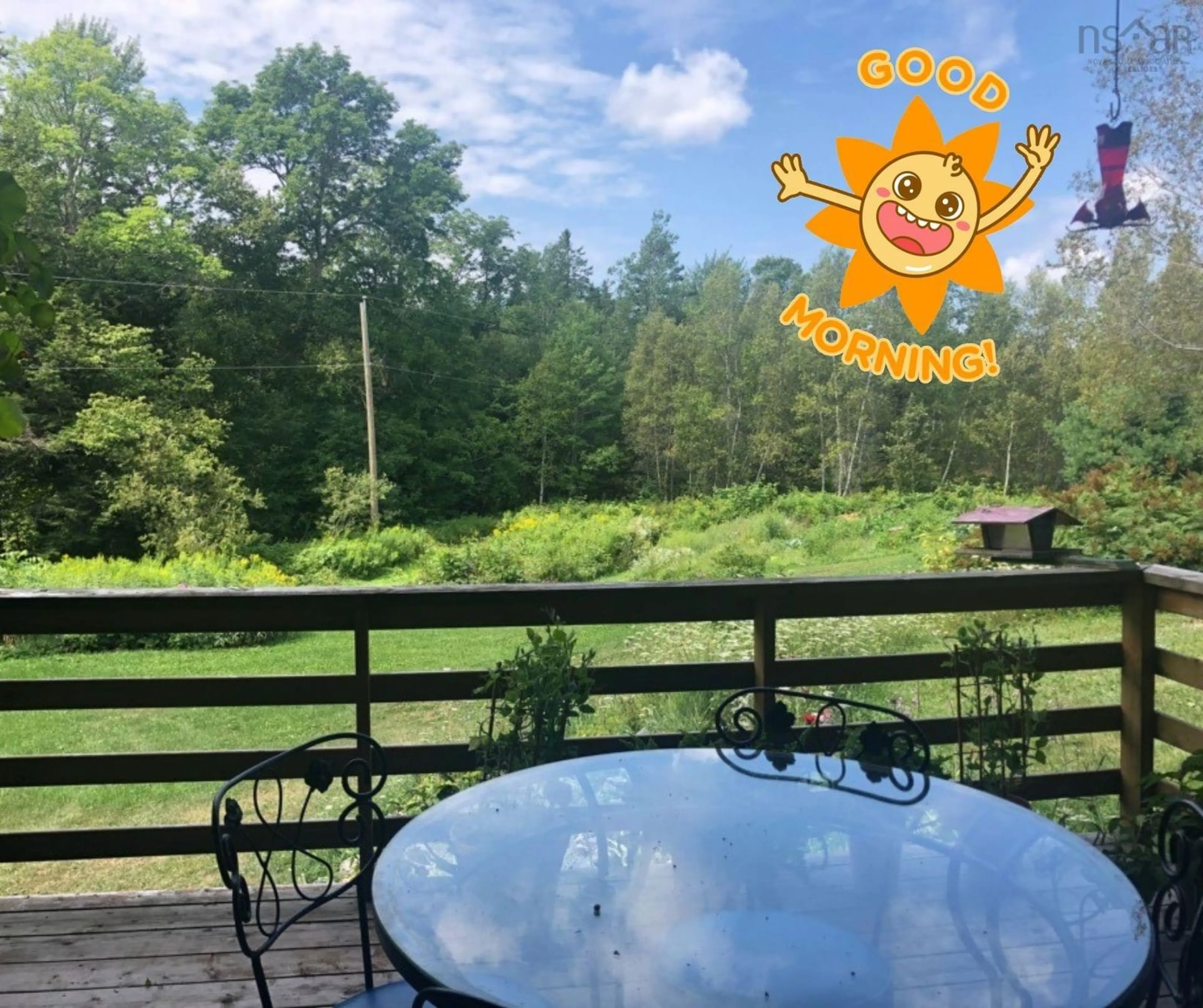 Patio, the fenced backyard for 1340 Ashdale Rd, South Rawdon Nova Scotia B0N 1Z0