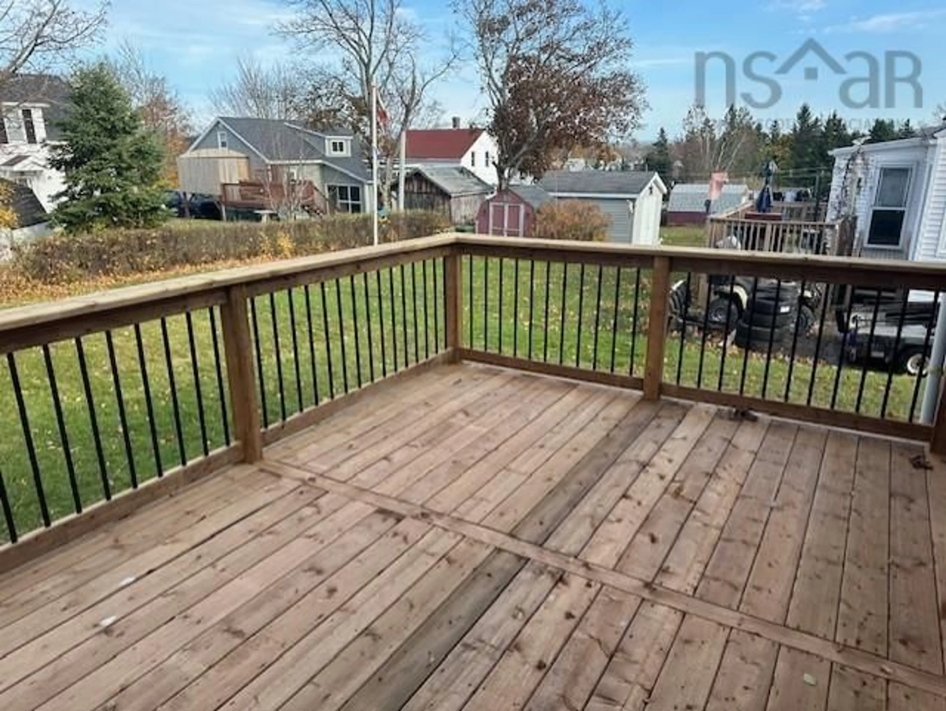 Patio, the fenced backyard for 42 Cambey Ave, Stellarton Nova Scotia B0K 1S0