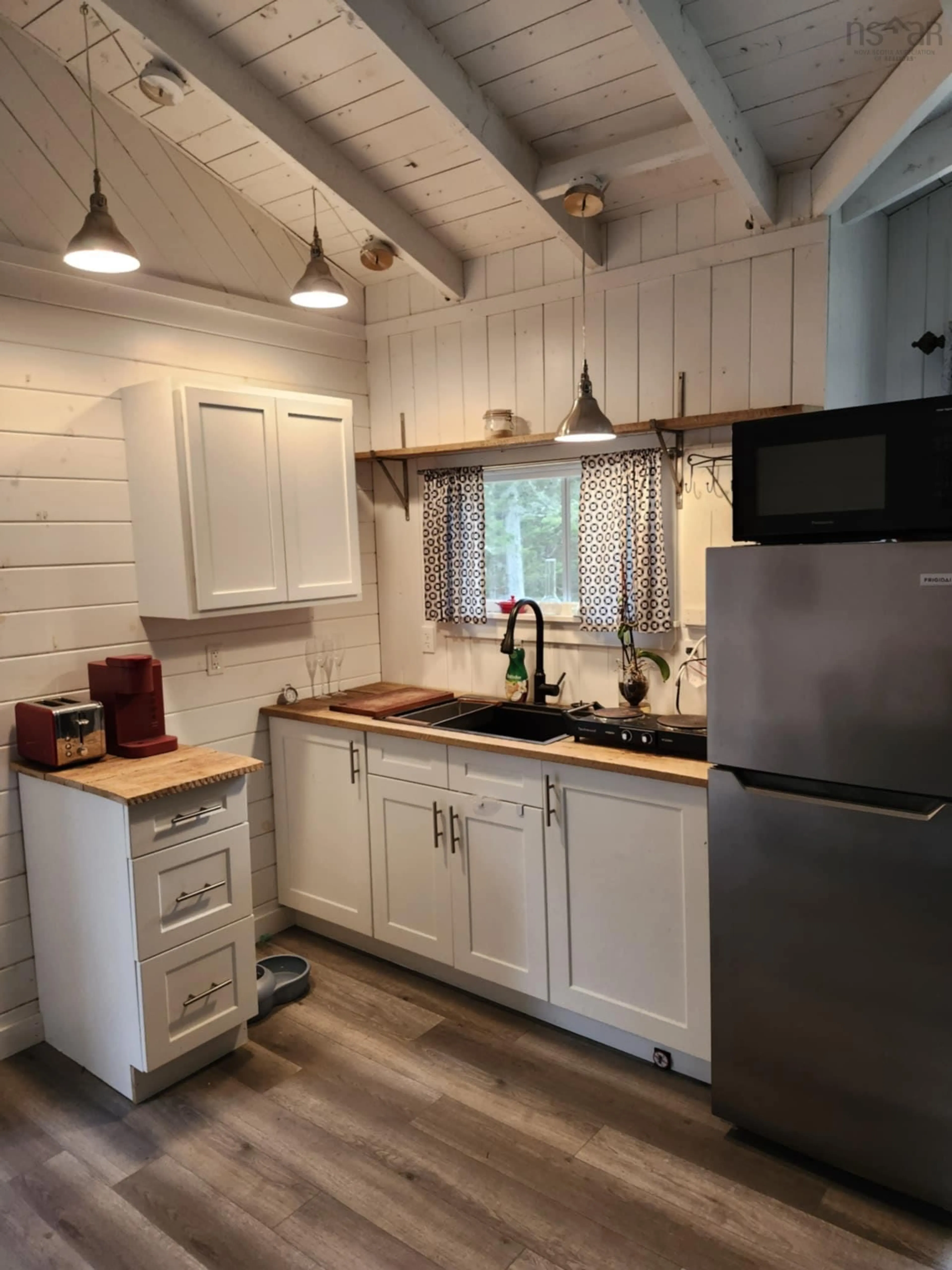 Kitchen, wood floors, cottage for 181 Polly Road, East Kemptville Nova Scotia B5A 5P5