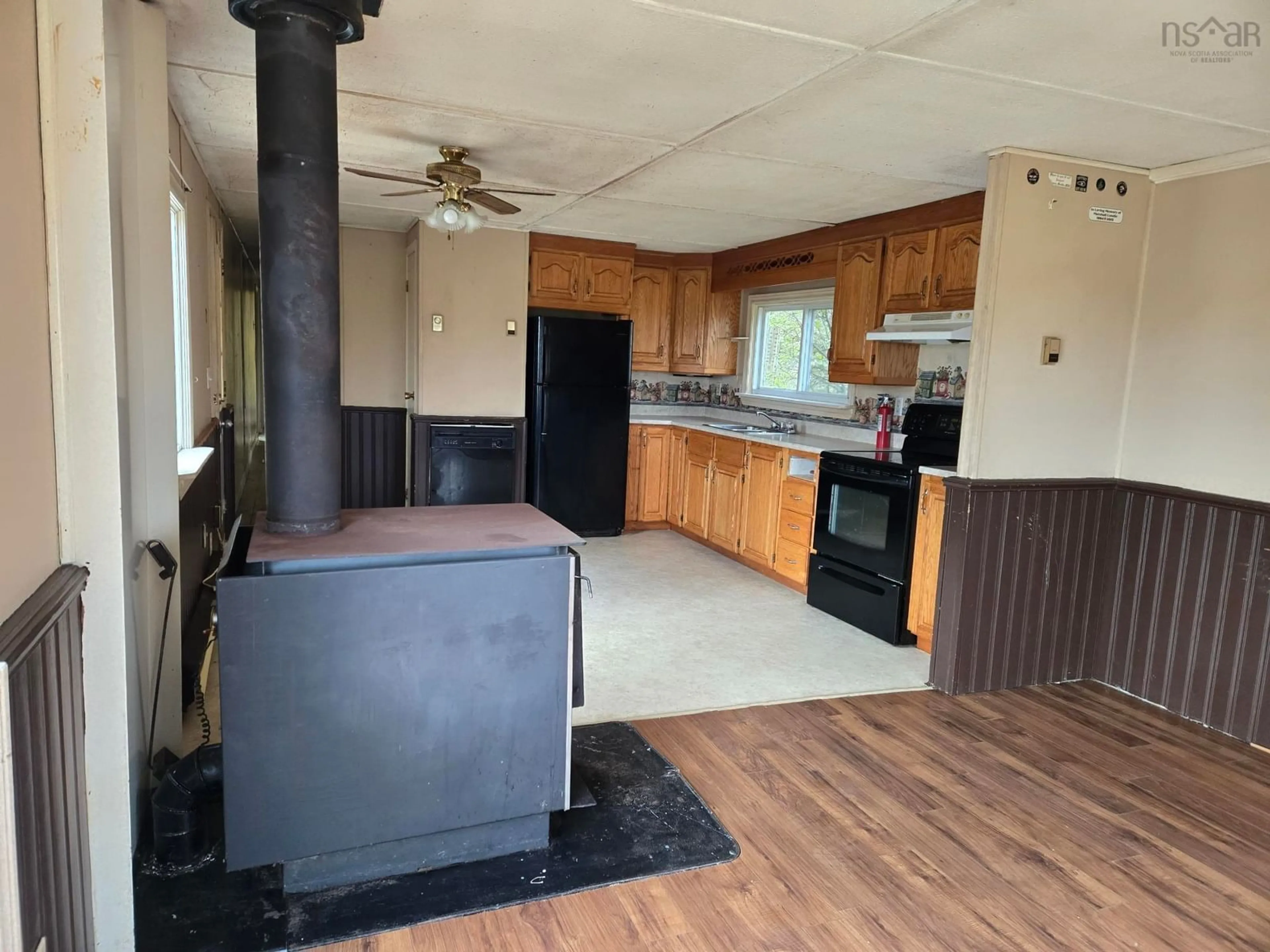 Kitchen, wood floors, cottage for 39 Cross Rd, Great Village Nova Scotia B0M 1L0