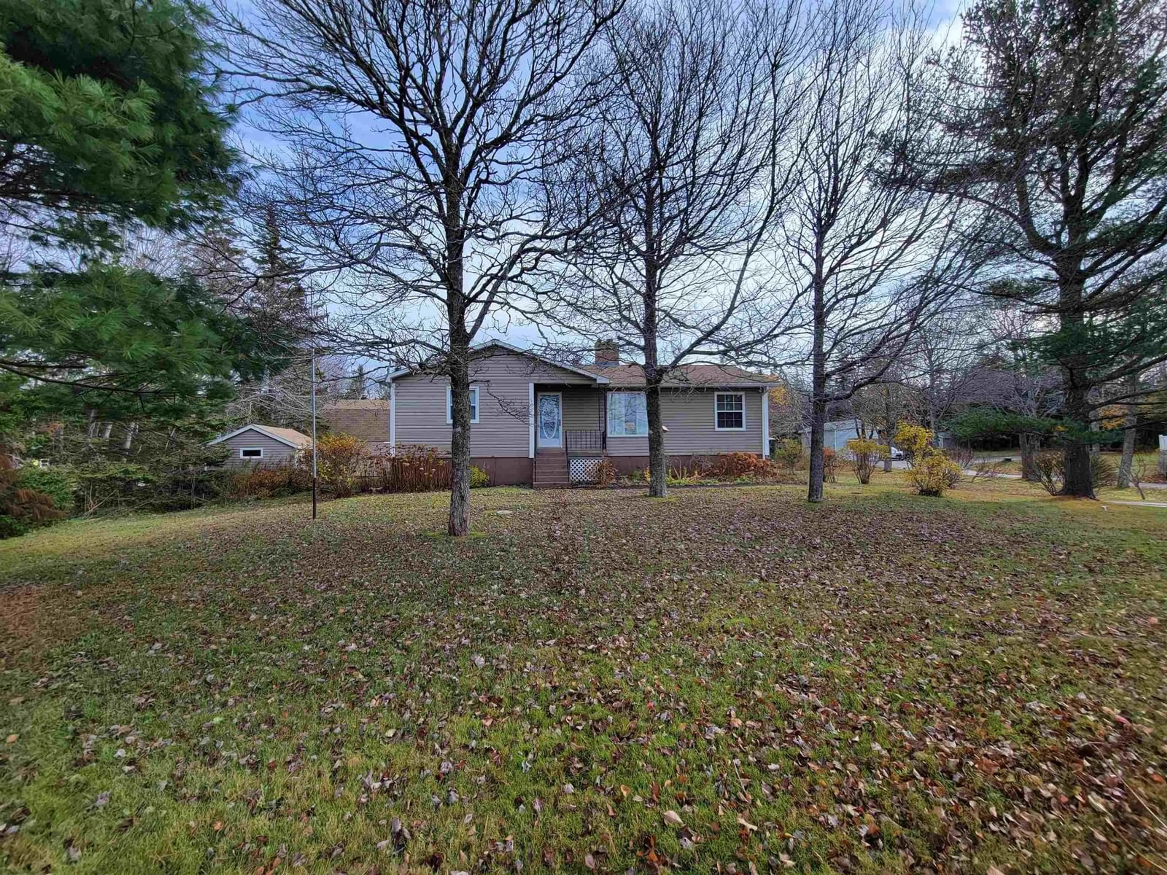 Frontside or backside of a home, the fenced backyard for 103 Hills Rd, Albert Bridge Nova Scotia B1K 3E2