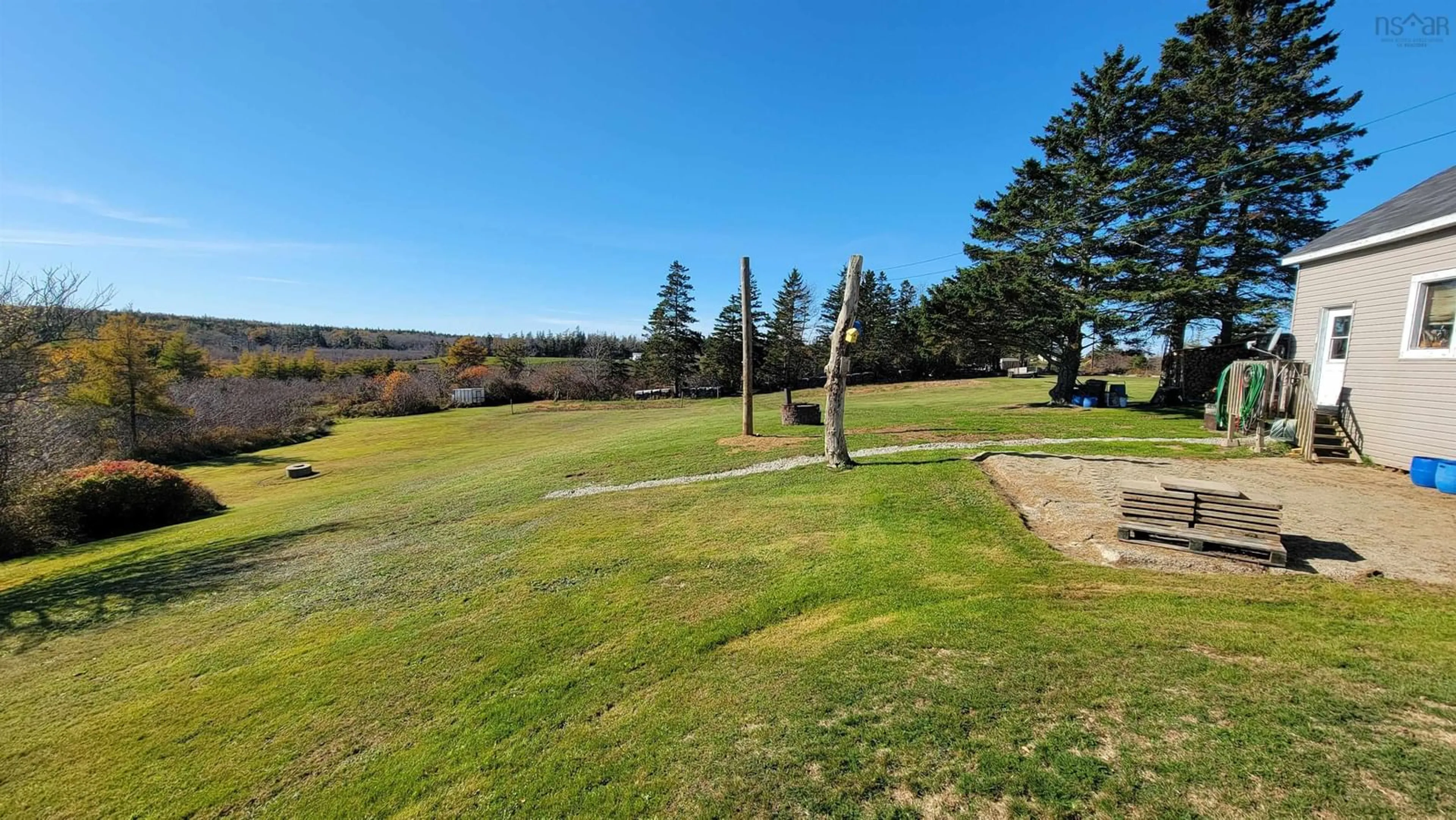 A pic from exterior of the house or condo, the fenced backyard for 5 Strickland Rd, Wellington Nova Scotia B5A 5A6