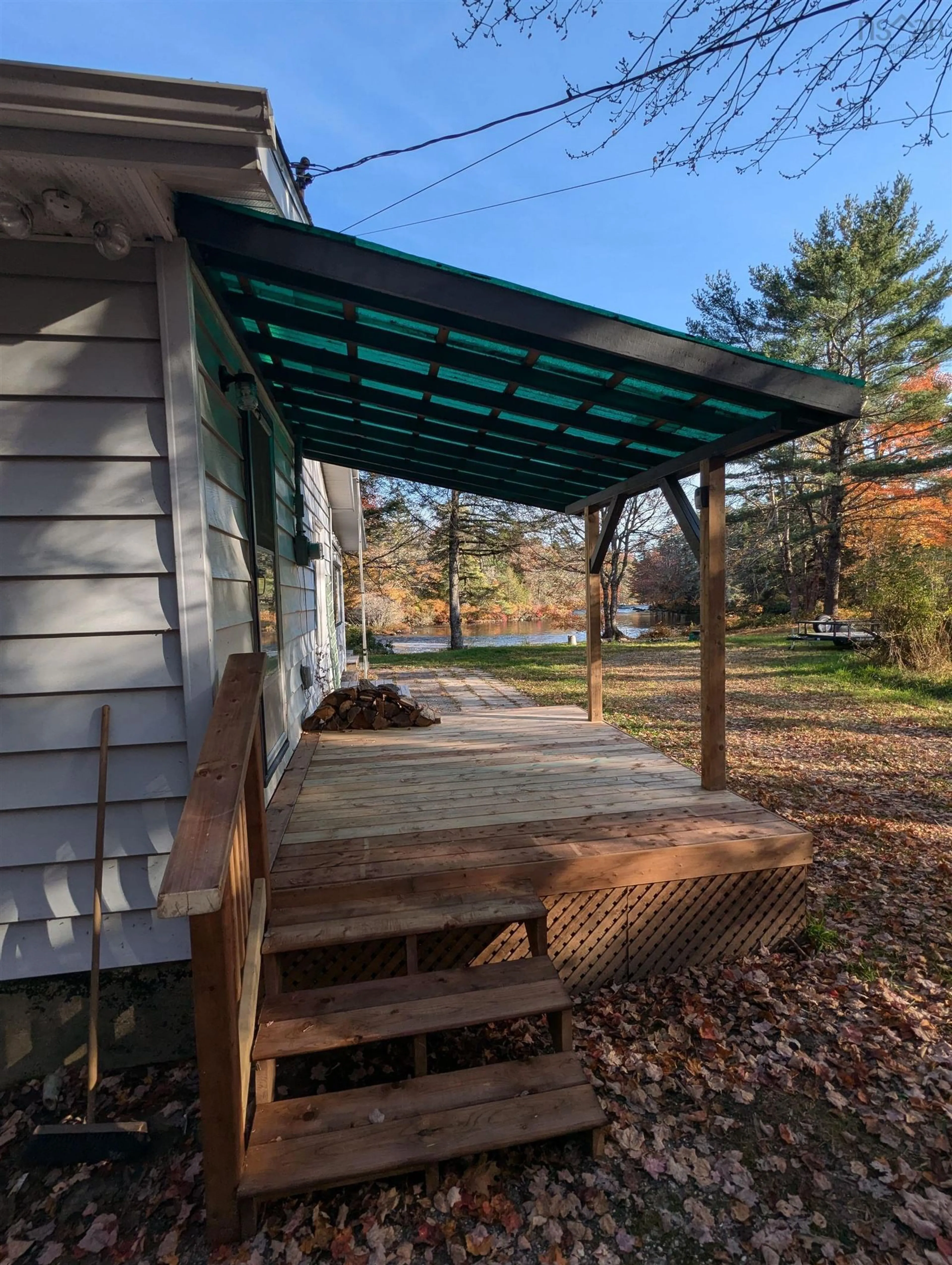 Patio, the fenced backyard for 56 Lonesome Hunters Inn Lane, Upper Ohio Nova Scotia B0T 1W0