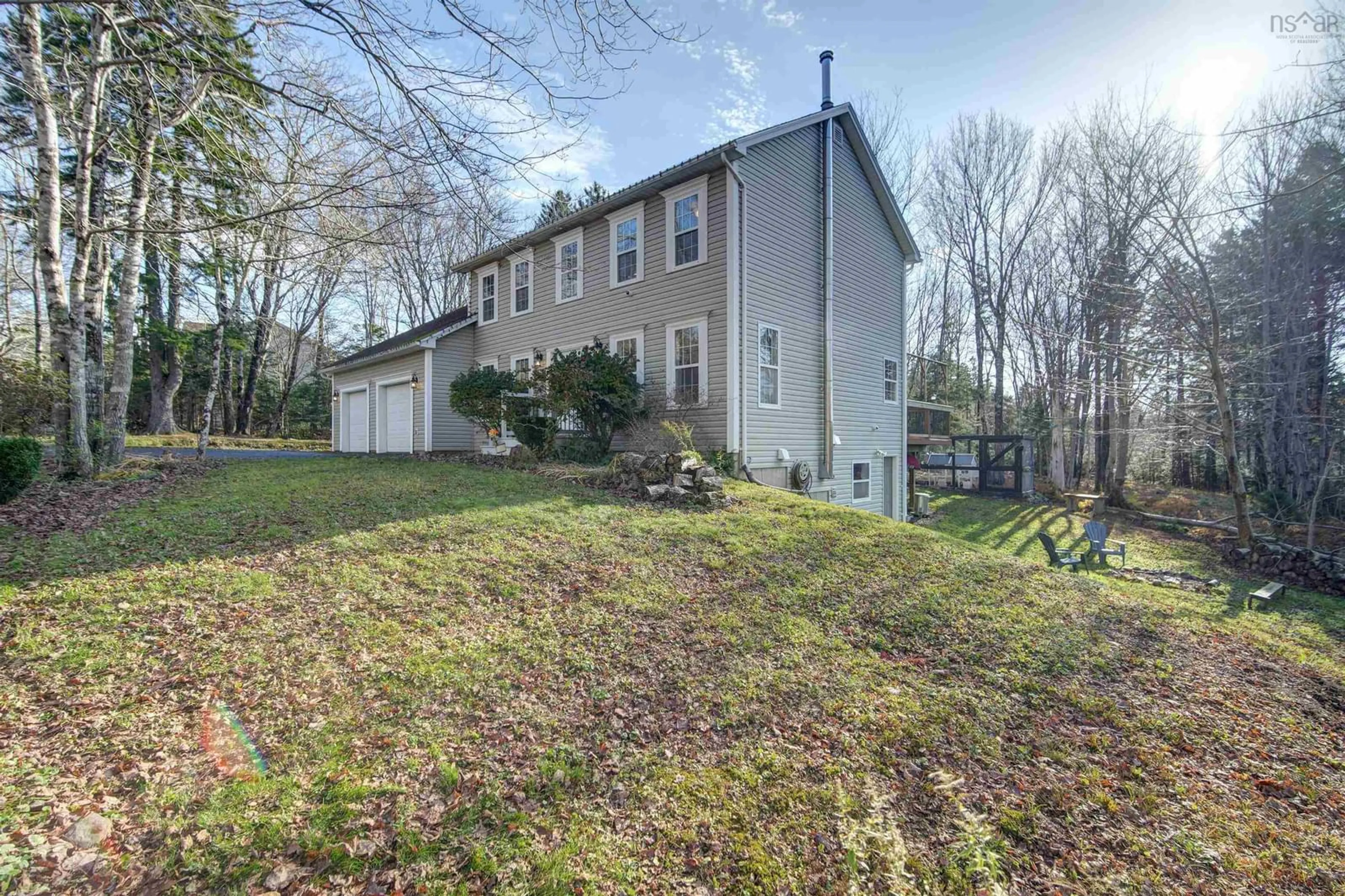 A pic from exterior of the house or condo, the fenced backyard for 1 Virginia Dr, Hammonds Plains Nova Scotia B4B 1S5