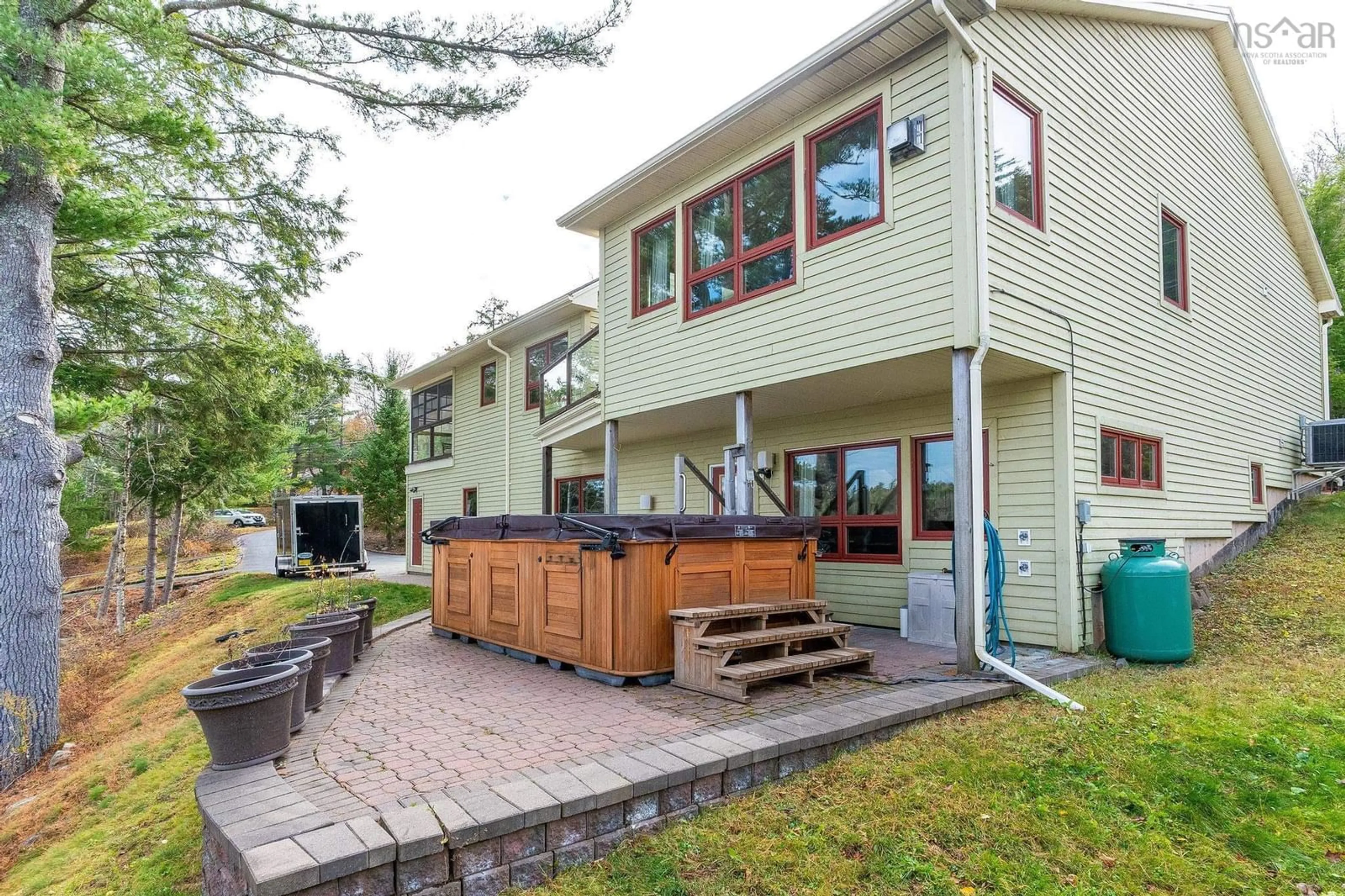 Patio, the fenced backyard for 112 Tucker Lake Rd, Beaver Bank Nova Scotia B4G 1C3