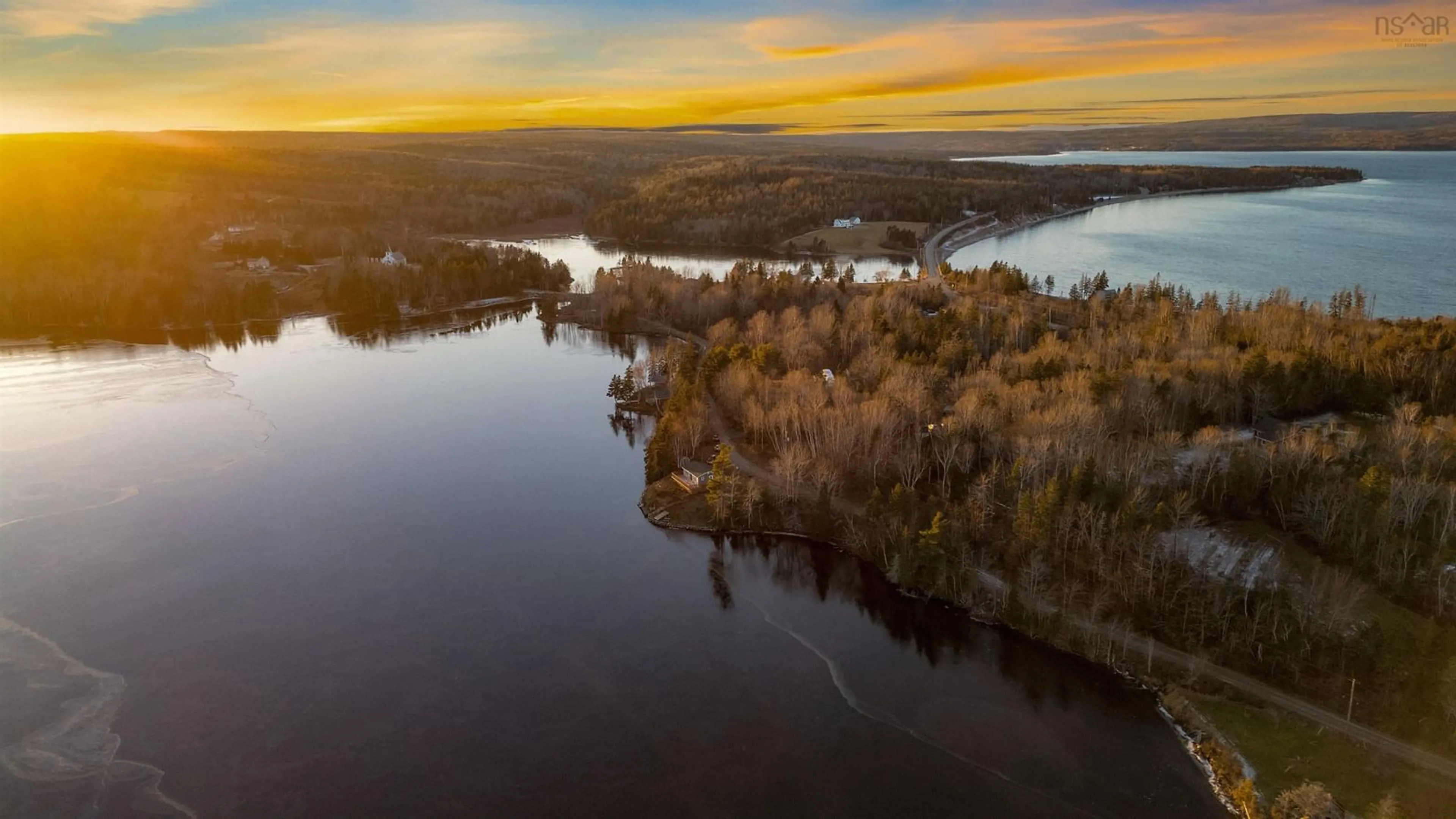 A pic from outside/outdoor area/front of a property/back of a property/a pic from drone, water/lake/river/ocean view for 44 Old Black River Rd, Dundee Nova Scotia B0E 3K0