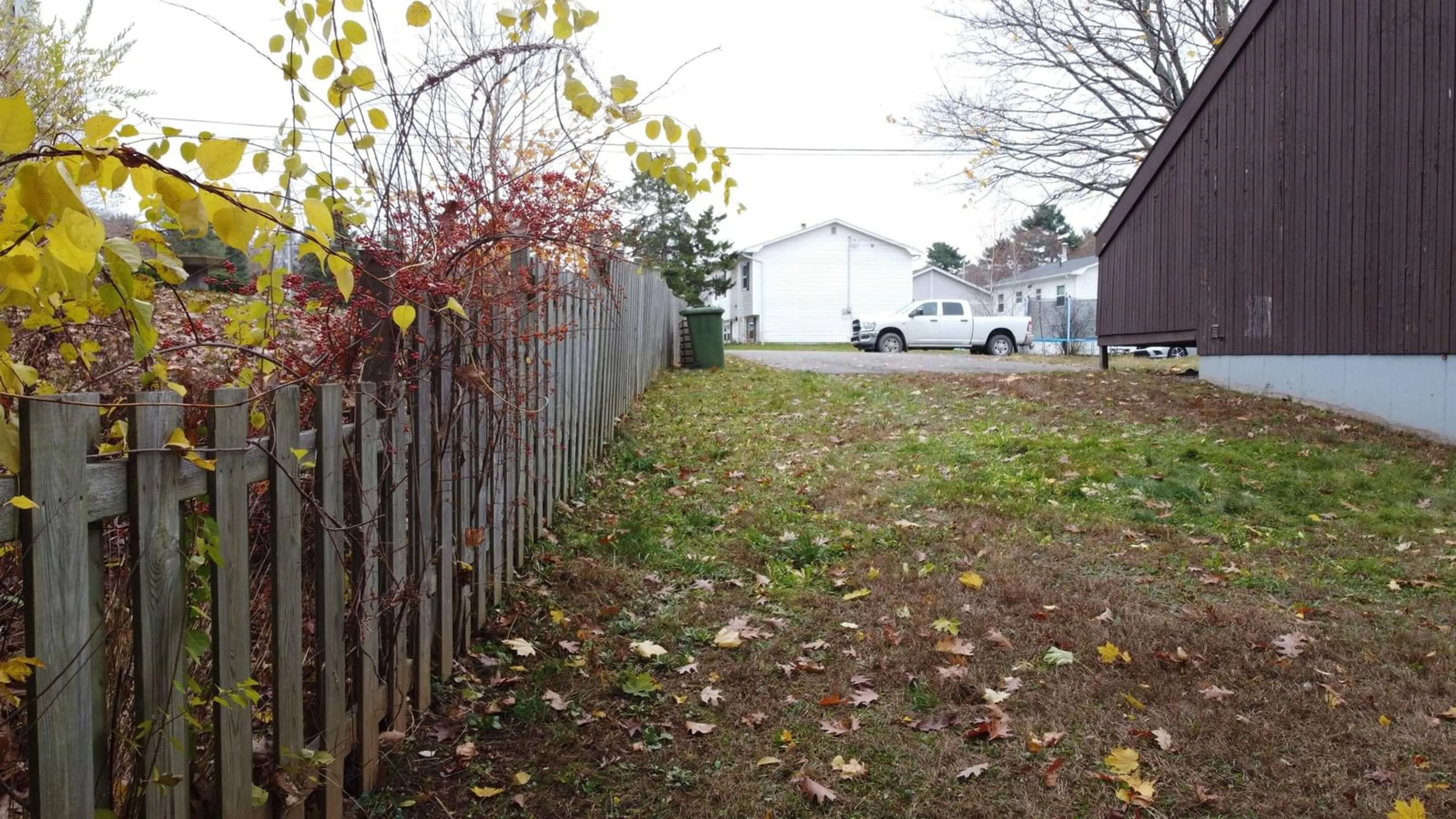 A pic from exterior of the house or condo, the fenced backyard for 5 Colonial Cres, New Minas Nova Scotia B4N 4M6