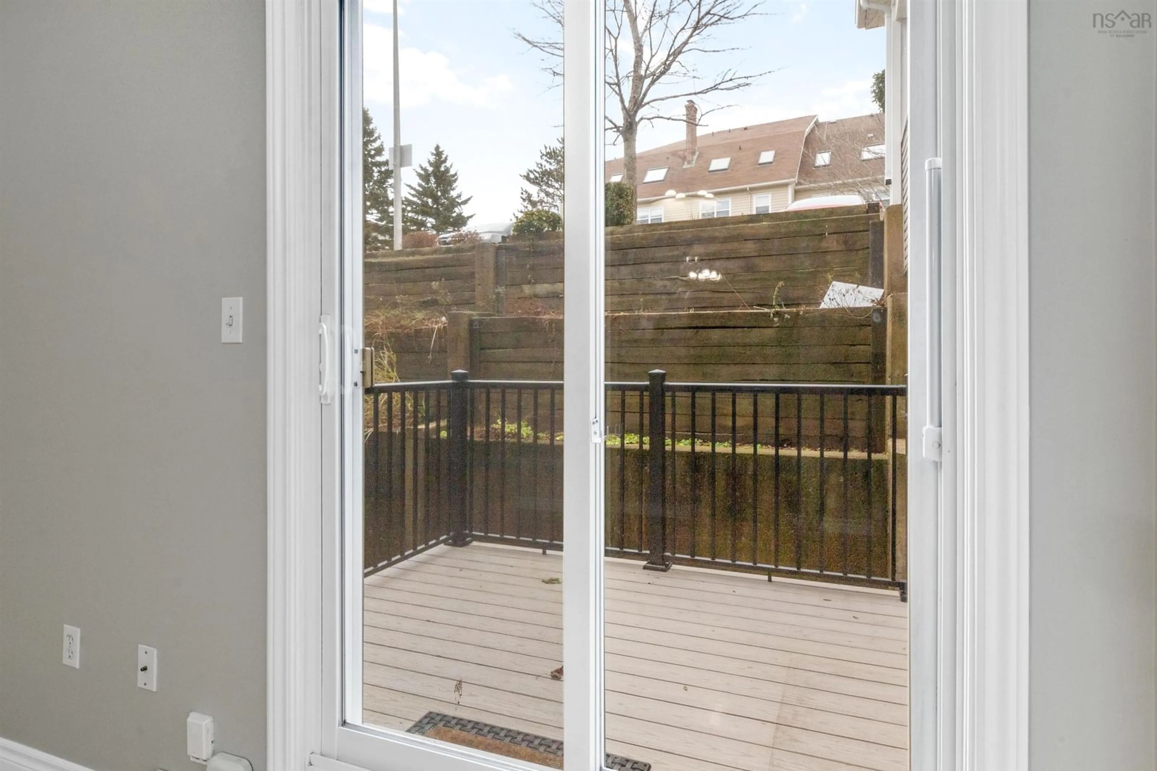 Patio, the fenced backyard for 79 Collins Grove #Unit 114, Dartmouth Nova Scotia B2W 6B9