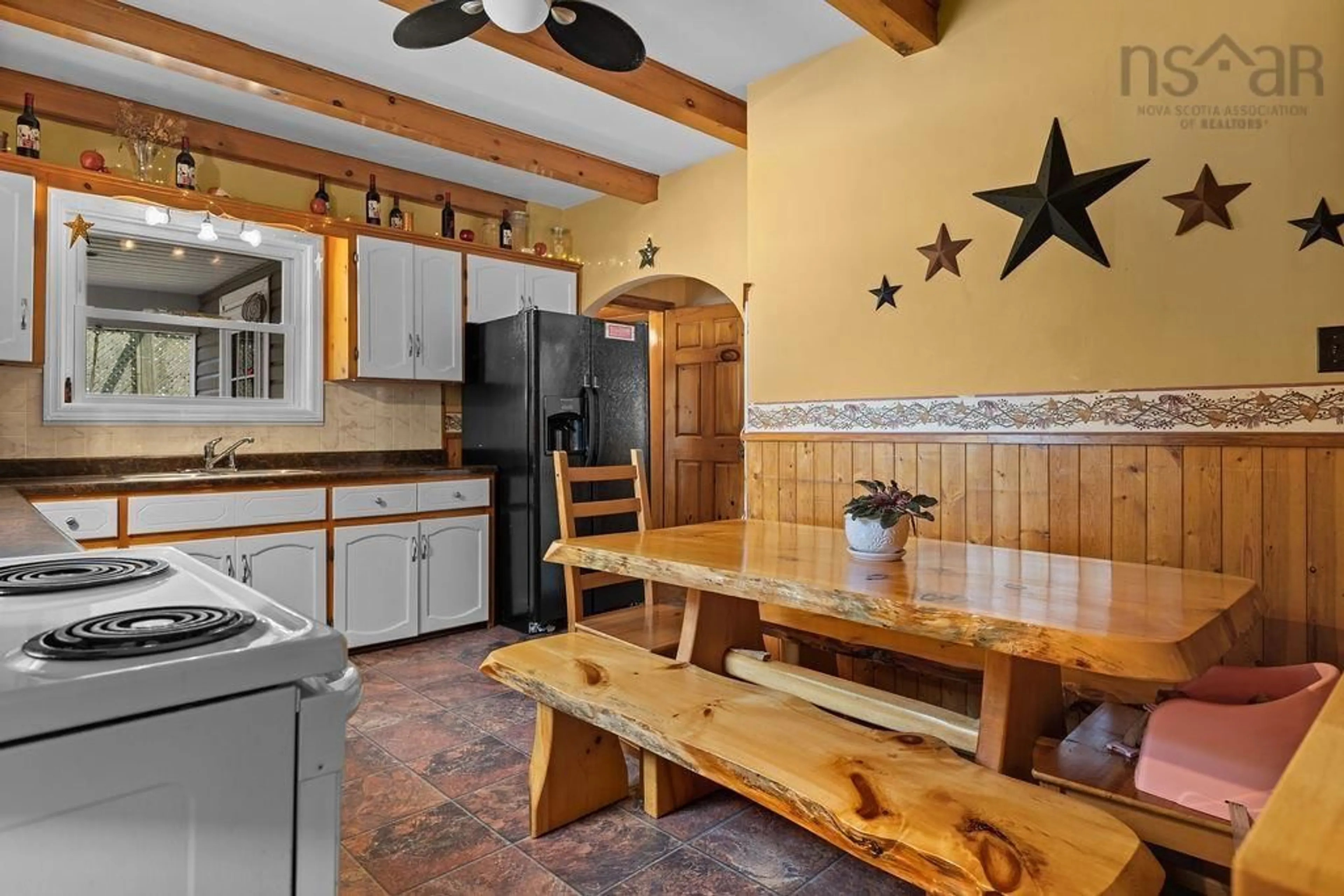 Rustic kitchen, wood floors, cottage for 320 Fraser St, New Glasgow Nova Scotia B2H 4J7