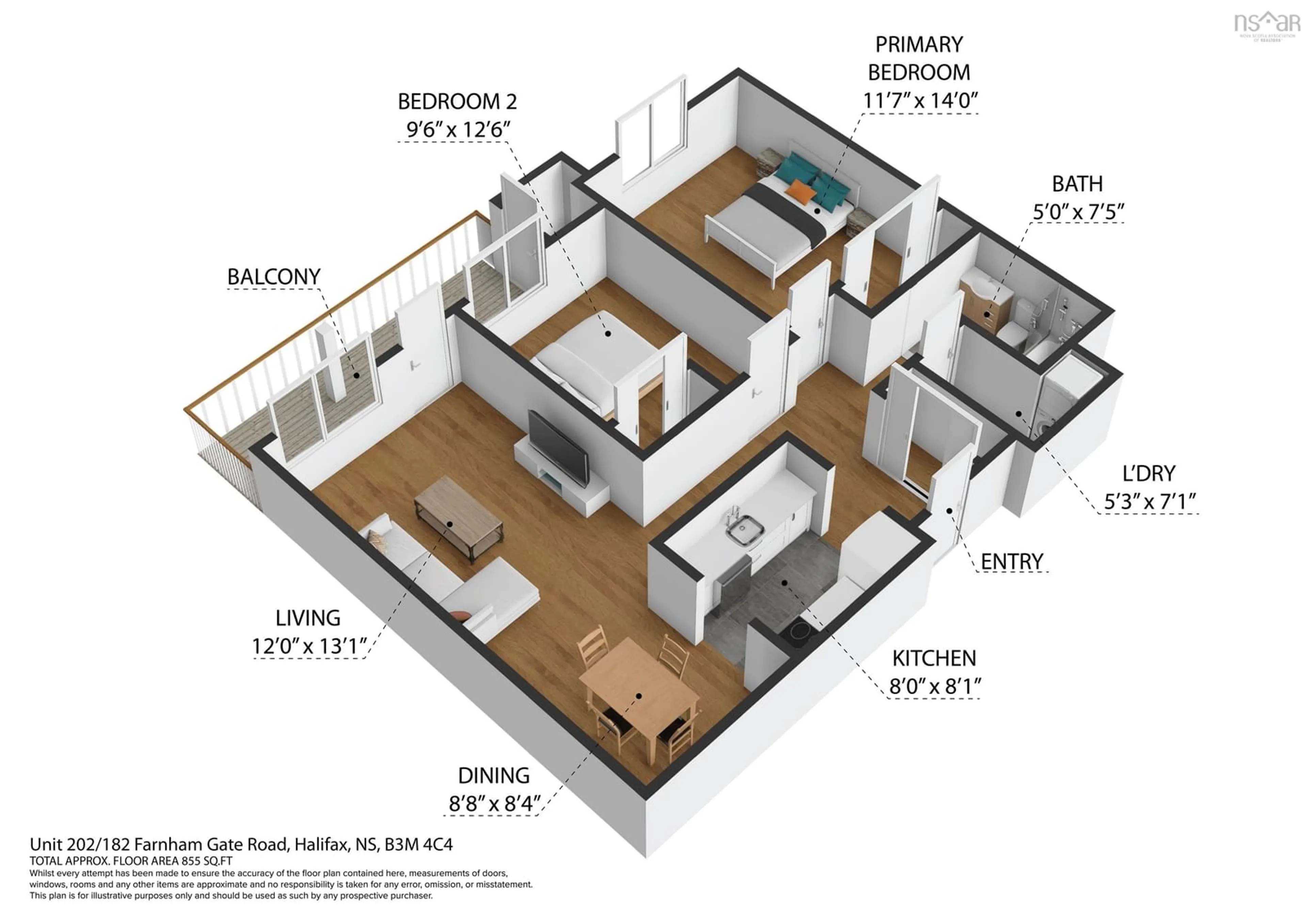 Floor plan for 182 Farnham Gate Rd #202, Halifax Nova Scotia B3M 4C4