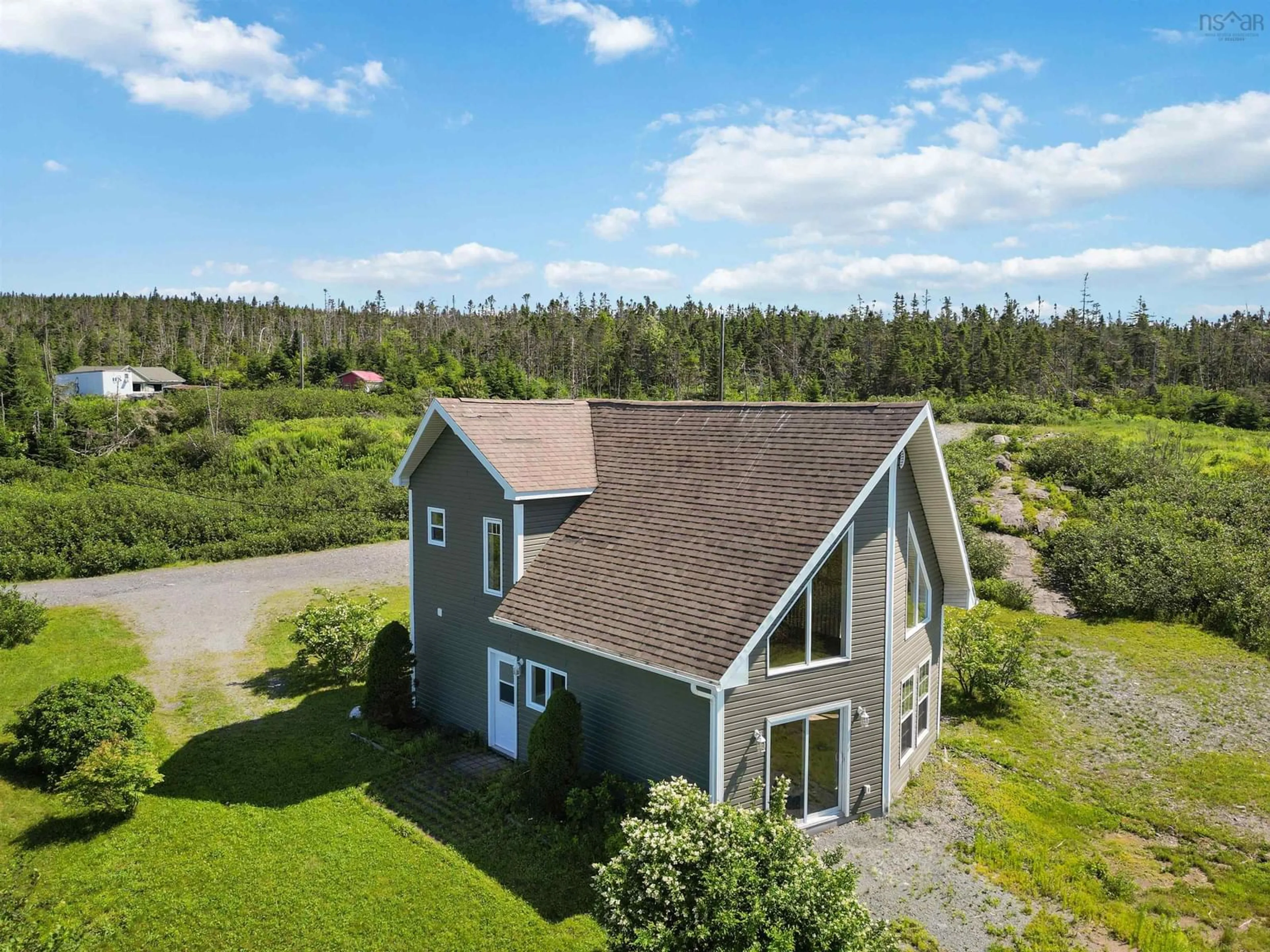 A pic from outside/outdoor area/front of a property/back of a property/a pic from drone, water/lake/river/ocean view for 45 Platinum Lane, Popes Harbour Nova Scotia B0J 3H0