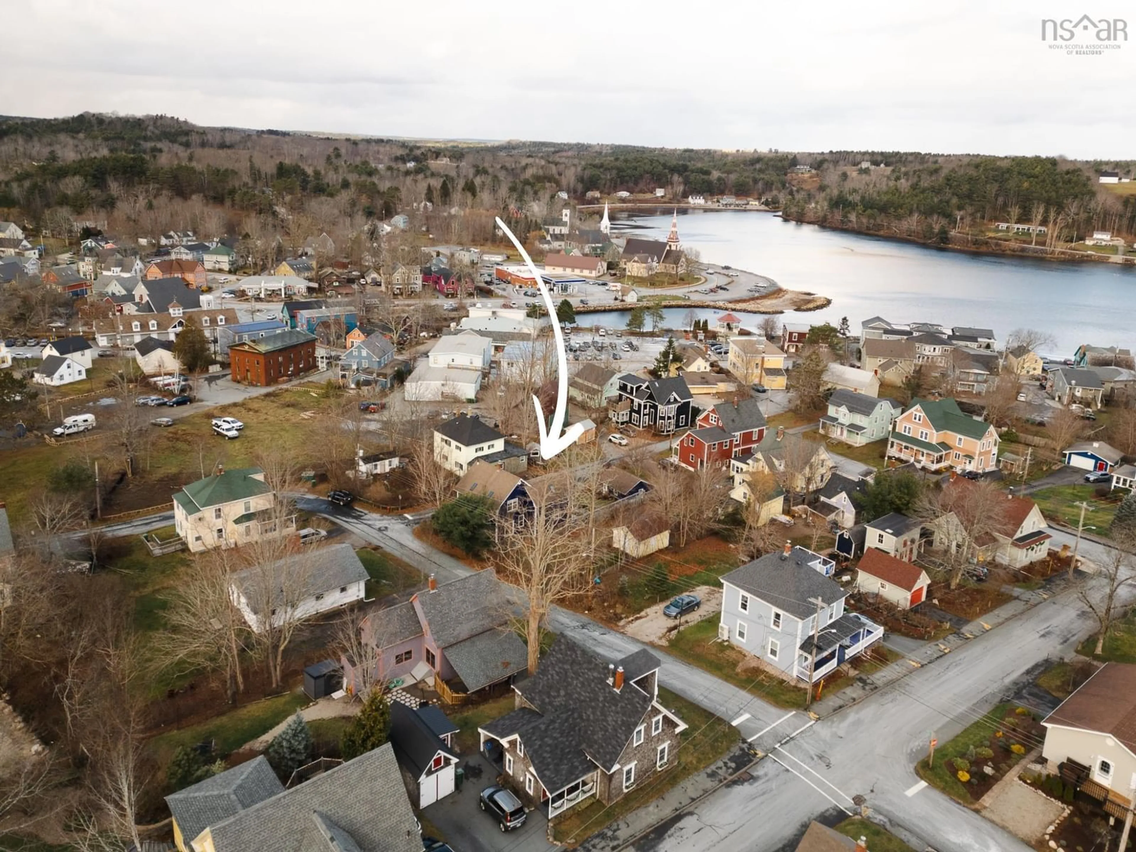 A pic from outside/outdoor area/front of a property/back of a property/a pic from drone, water/lake/river/ocean view for 19 Hedge Row, Mahone Bay Nova Scotia B0J 2E0