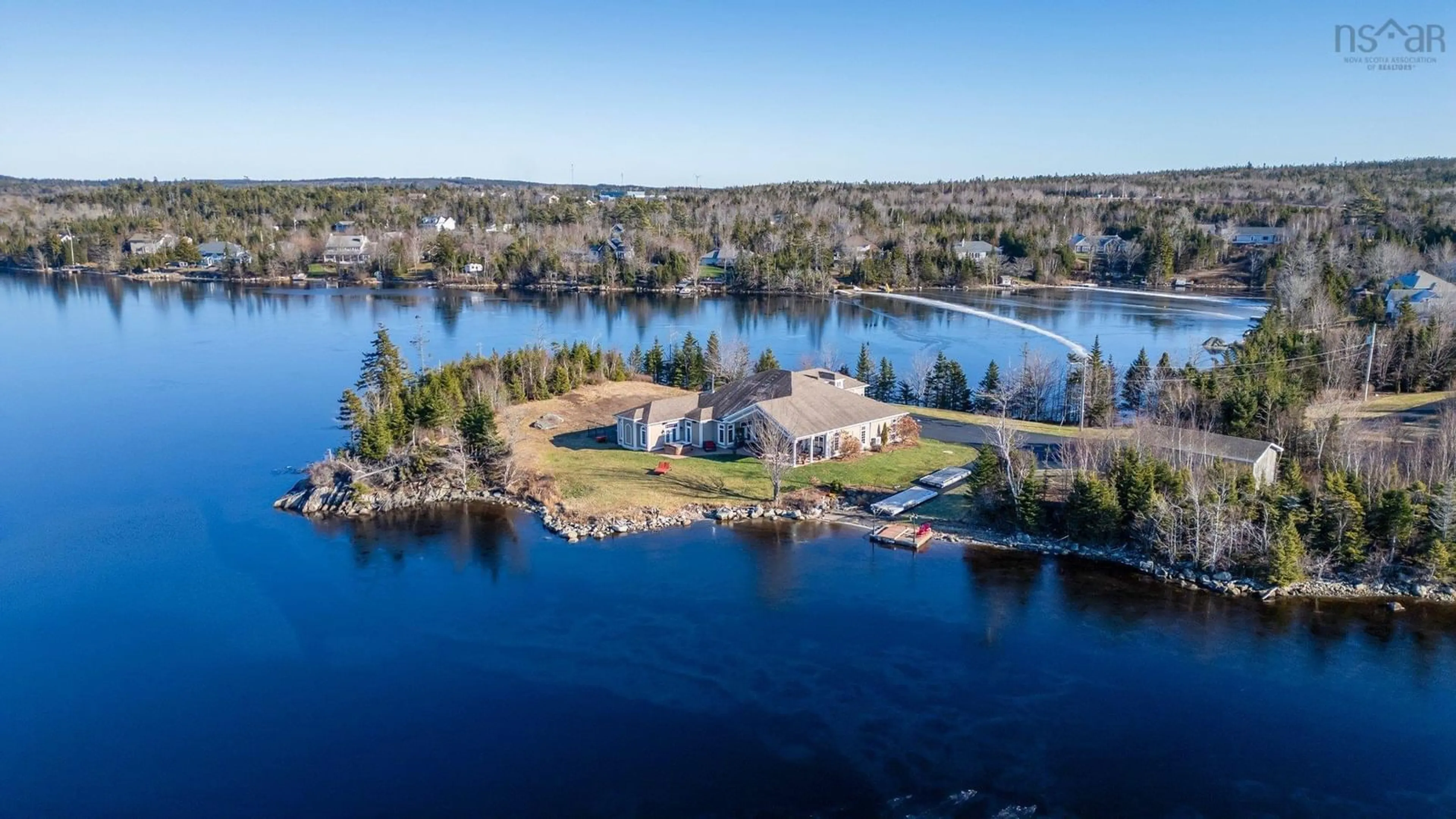 A pic from outside/outdoor area/front of a property/back of a property/a pic from drone, water/lake/river/ocean view for 80 Joan Elizabeth Way, Porters Lake Nova Scotia B3E 1N9