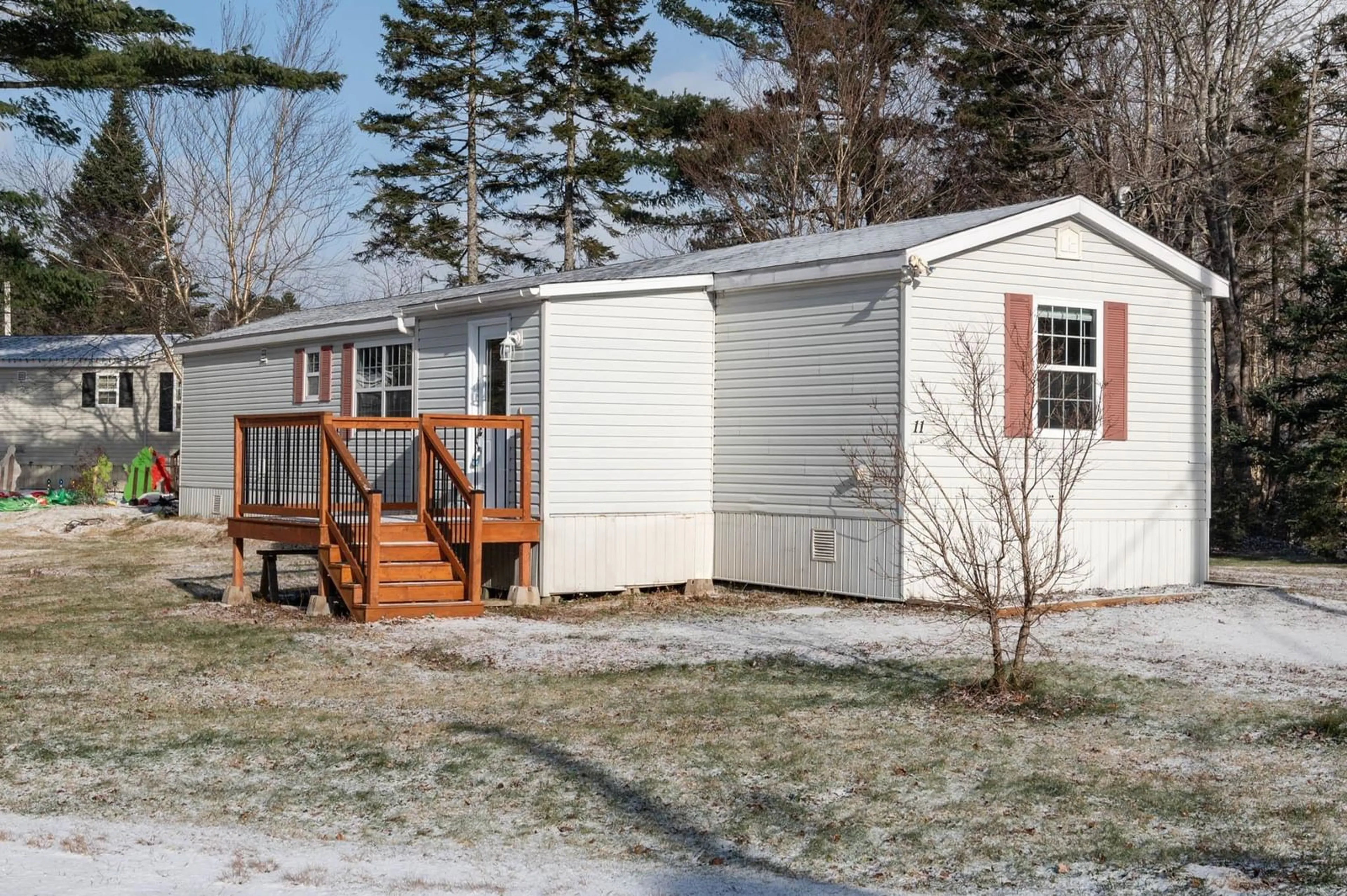 Home with vinyl exterior material, street for 11 Champlain Ave, Middle Sackville Nova Scotia B4E 3B2