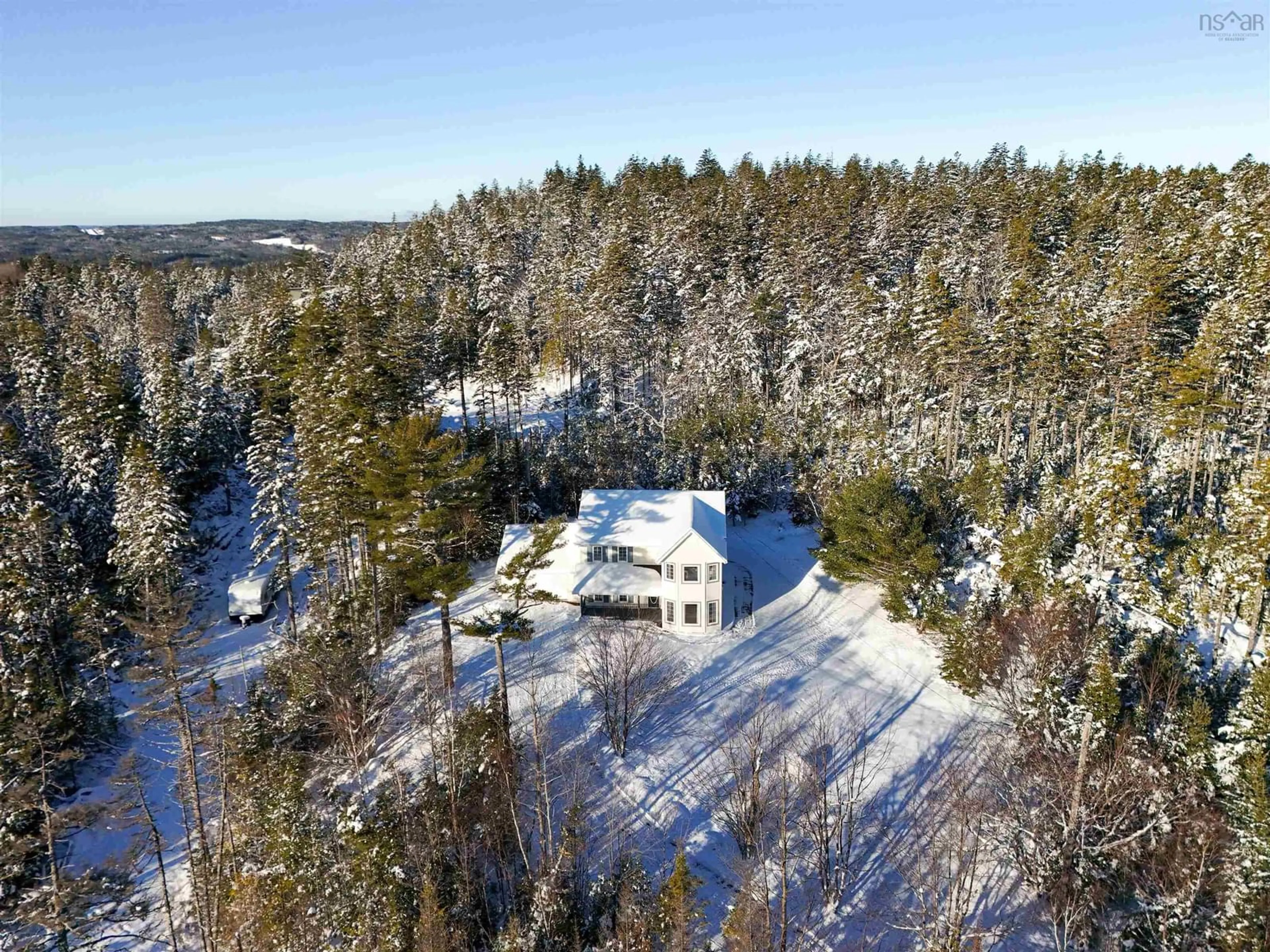 A pic from outside/outdoor area/front of a property/back of a property/a pic from drone, forest/trees view for 64 Hemlock Drive, Upper Tantallon Nova Scotia B3Z 1M5