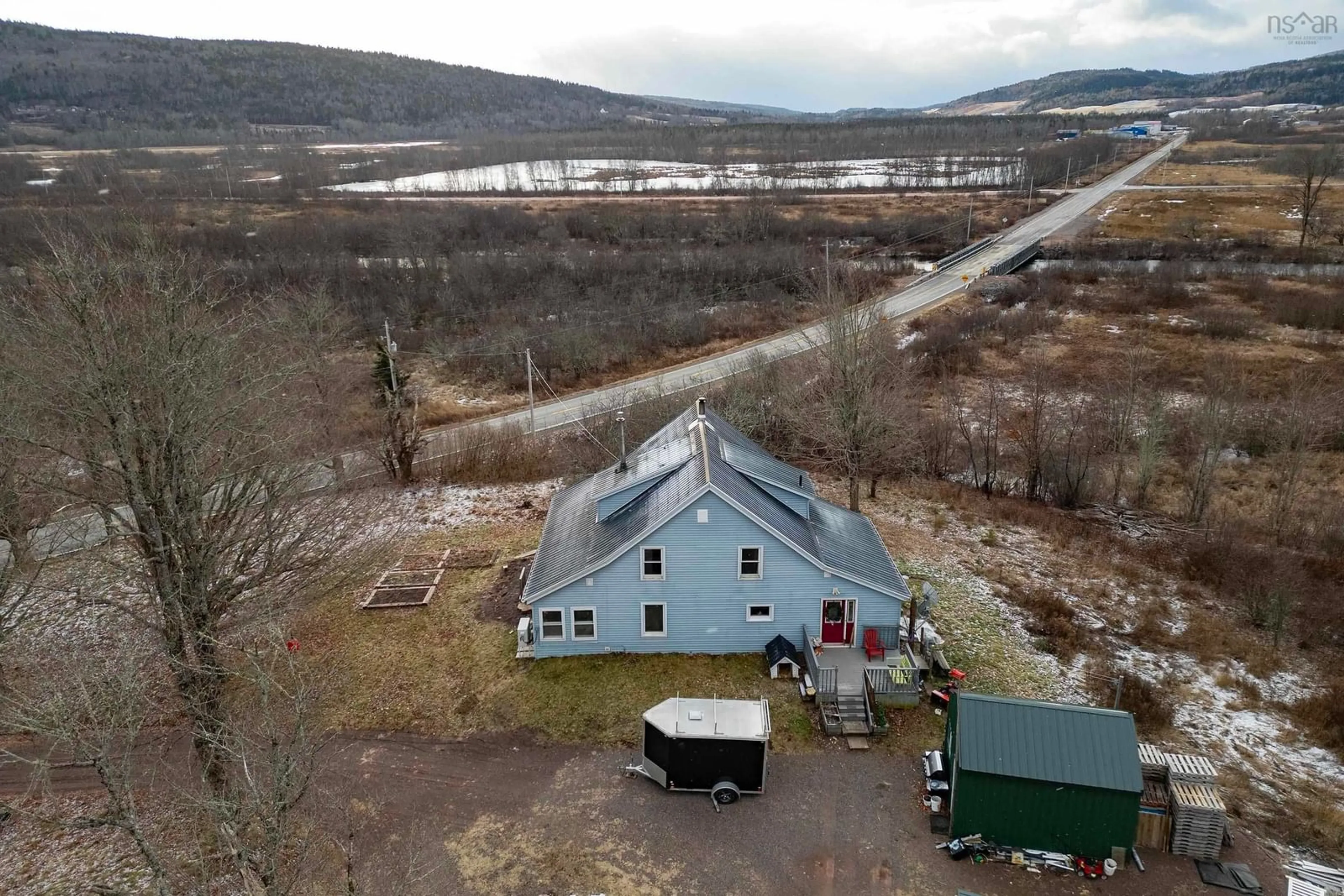 A pic from outside/outdoor area/front of a property/back of a property/a pic from drone, water/lake/river/ocean view for 6173 Highway 2, Halfway River Nova Scotia B0M 1W0