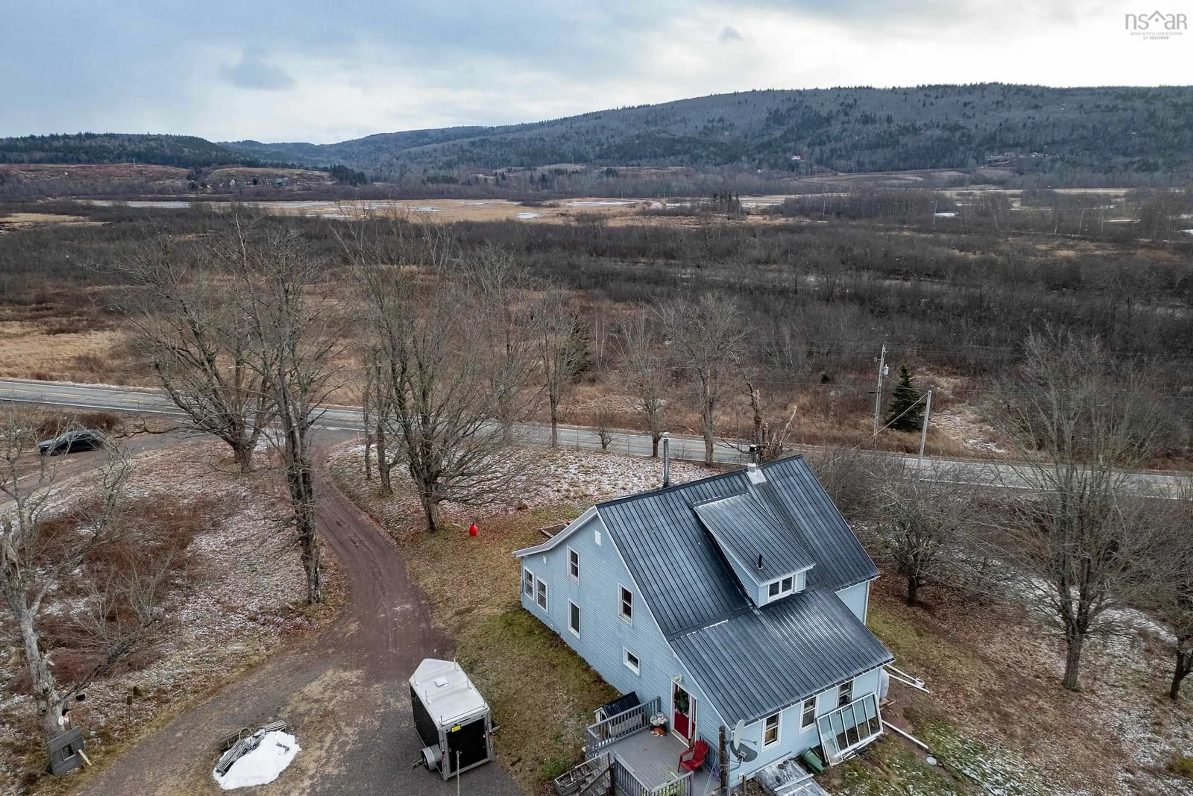 A pic from outside/outdoor area/front of a property/back of a property/a pic from drone, mountain view for 6173 Highway 2, Halfway River Nova Scotia B0M 1W0