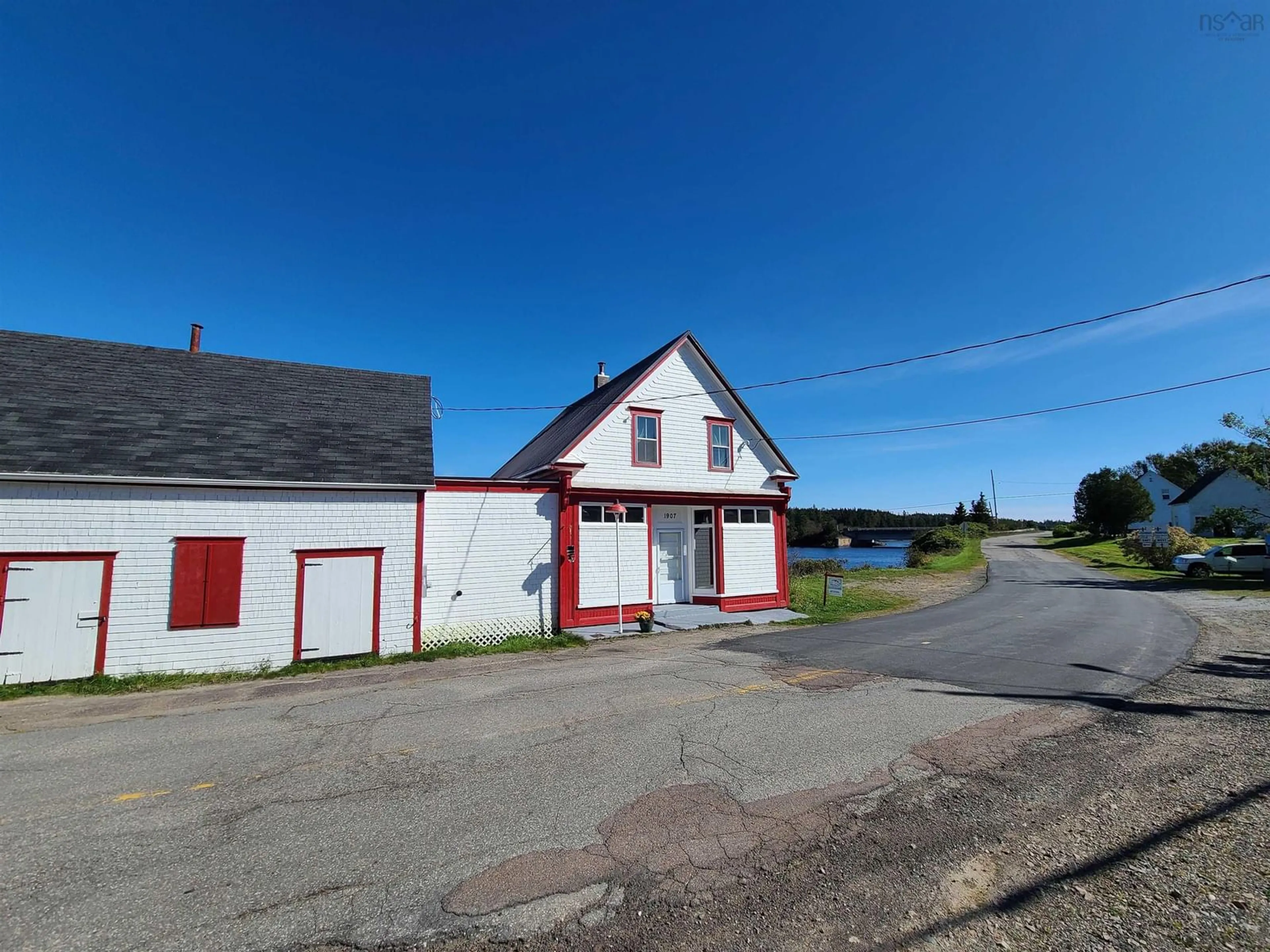 A pic from outside/outdoor area/front of a property/back of a property/a pic from drone, street for 1907 Soldiers Cove Road, Grand River Nova Scotia B0E 1M0