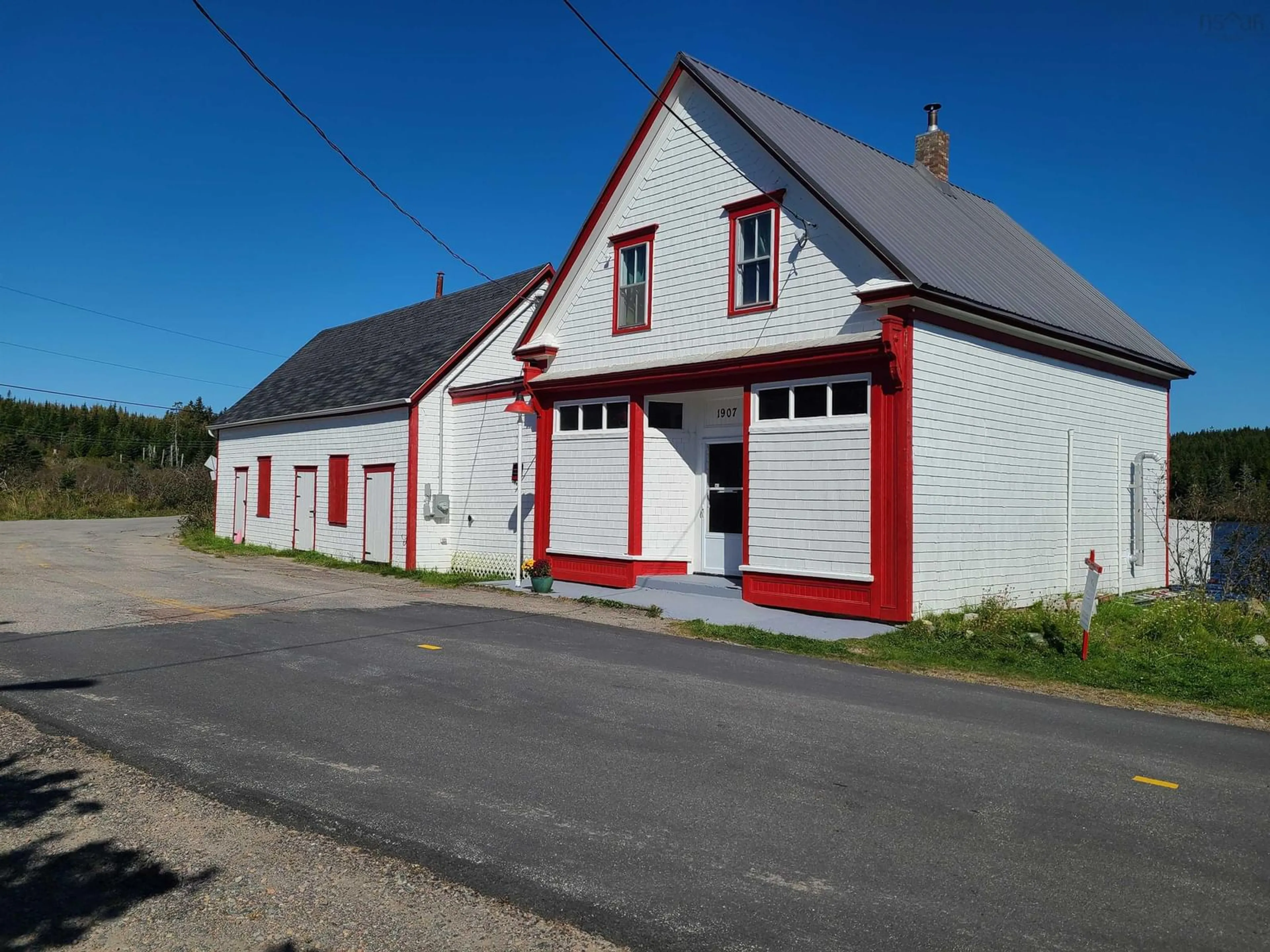 A pic from outside/outdoor area/front of a property/back of a property/a pic from drone, building for 1907 Soldiers Cove Road, Grand River Nova Scotia B0E 1M0