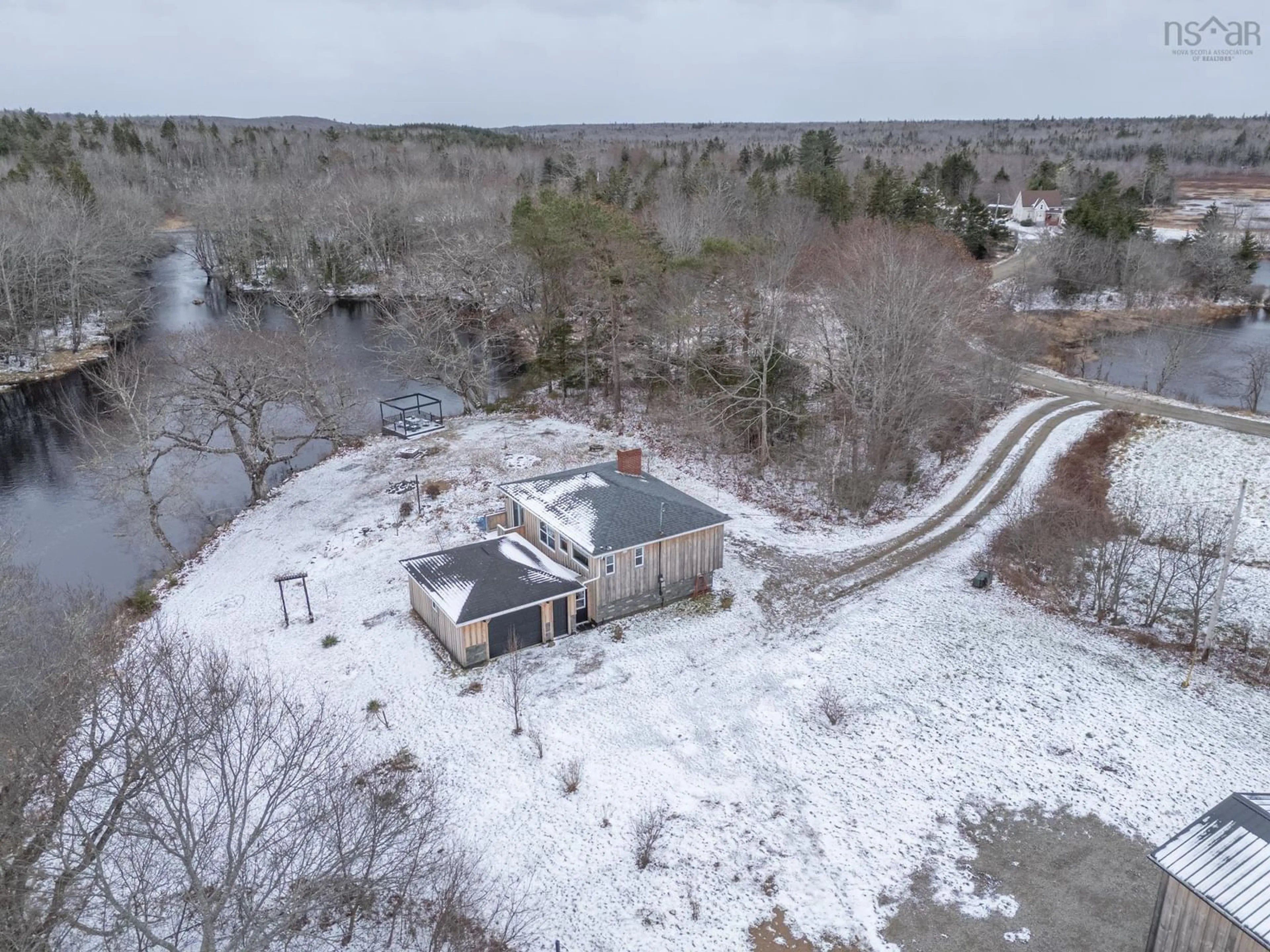 A pic from outside/outdoor area/front of a property/back of a property/a pic from drone, water/lake/river/ocean view for 37 Eli Doucette Rd, Quinan Nova Scotia B0W 3M0