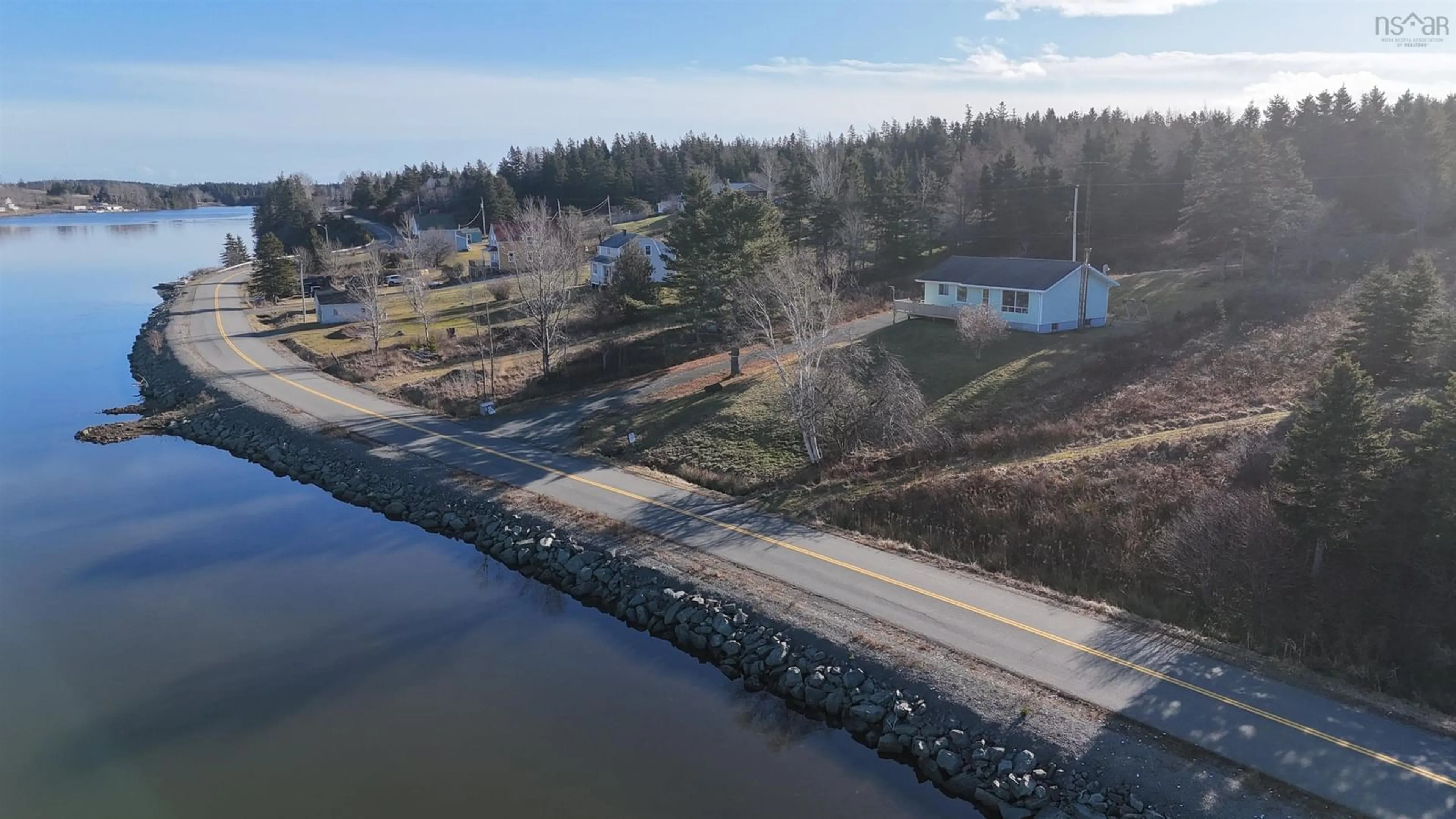 A pic from outside/outdoor area/front of a property/back of a property/a pic from drone, water/lake/river/ocean view for 442 South Side River Bourgeois Rd, River Bourgeois Nova Scotia B0E 2X0