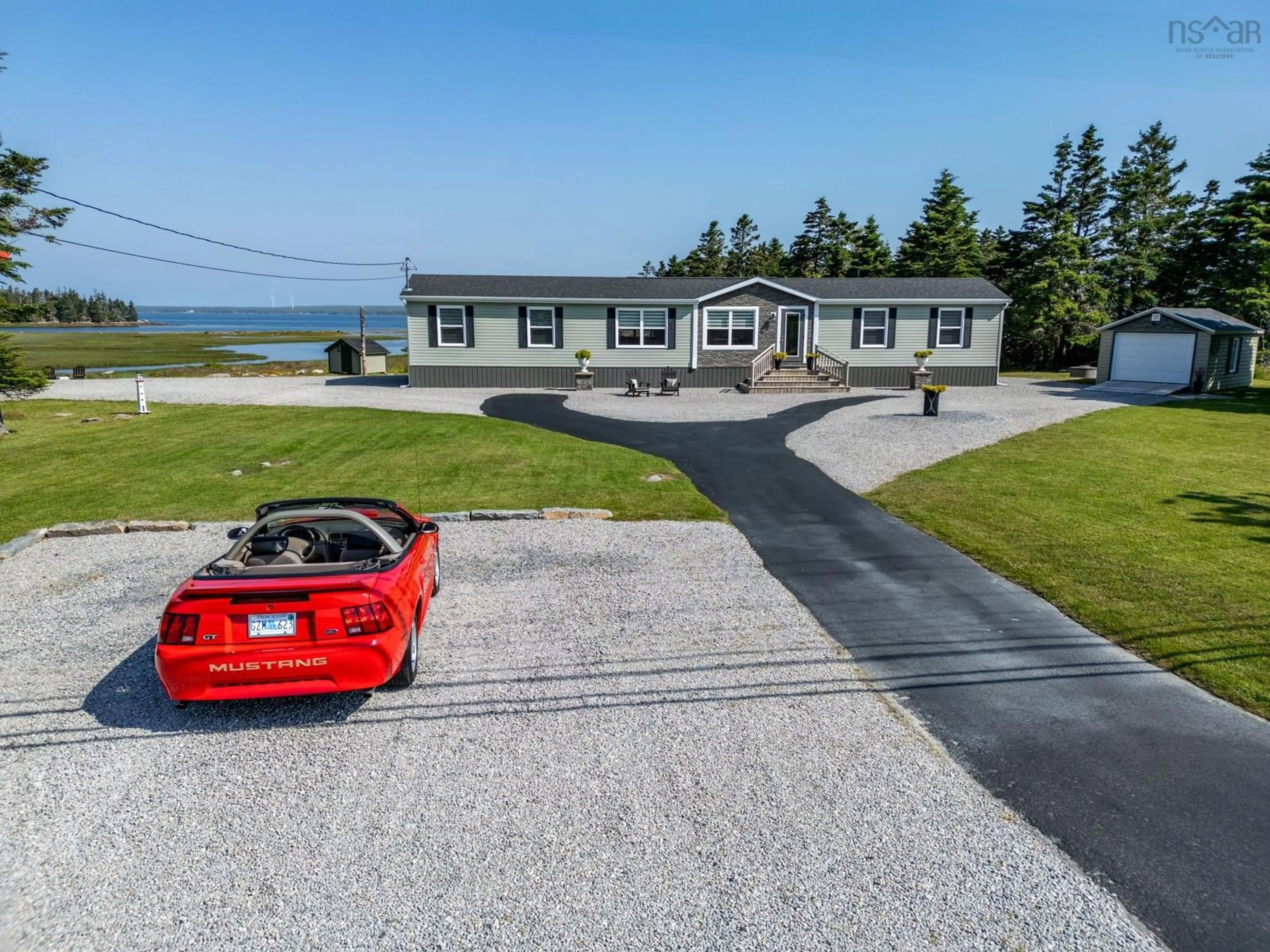 A pic from outside/outdoor area/front of a property/back of a property/a pic from drone, water/lake/river/ocean view for 1480 Highway 330, Newellton Nova Scotia B0W 1P0