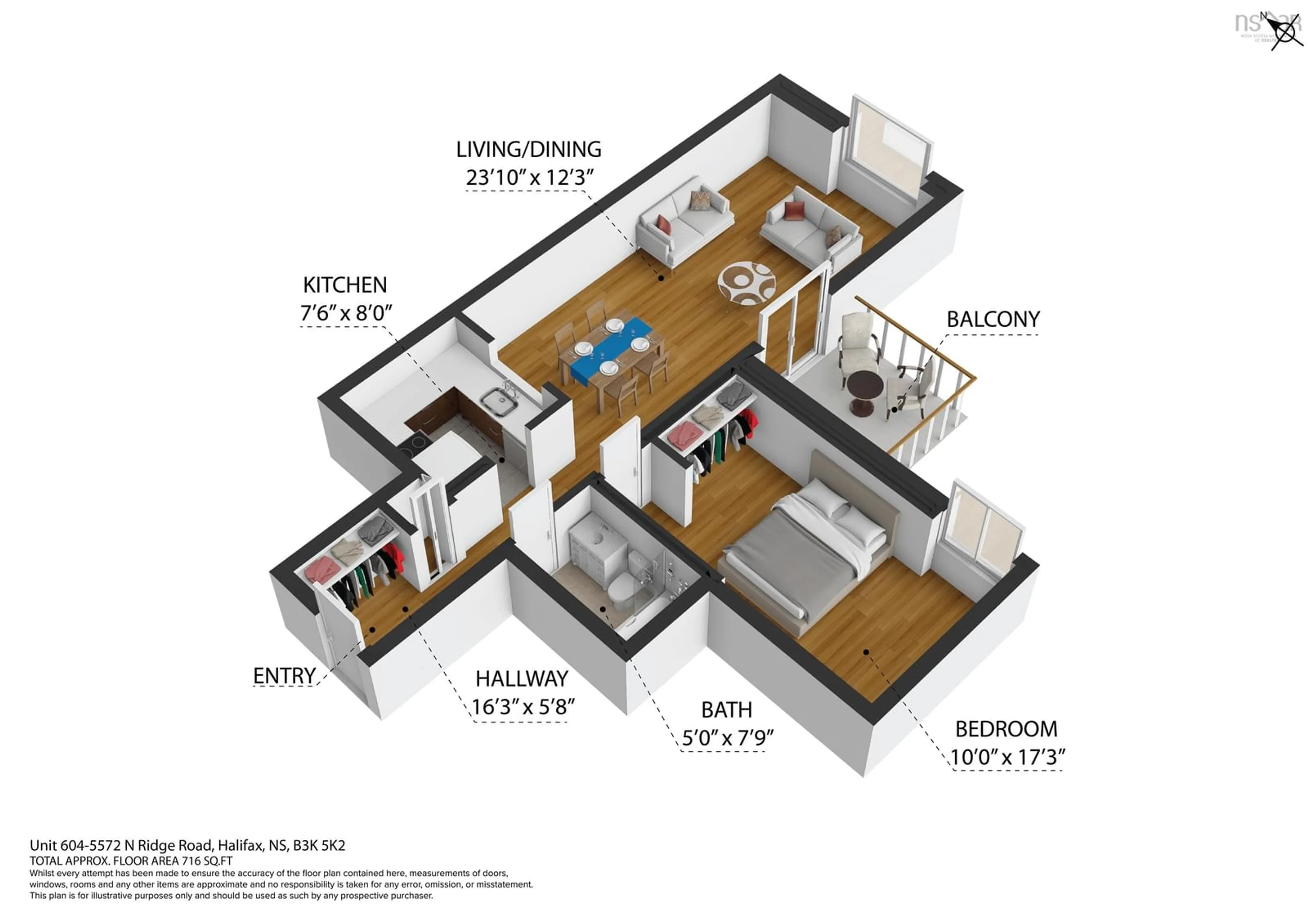 Floor plan for 5572 North Ridge Rd #604, Halifax Nova Scotia B3K 5K2