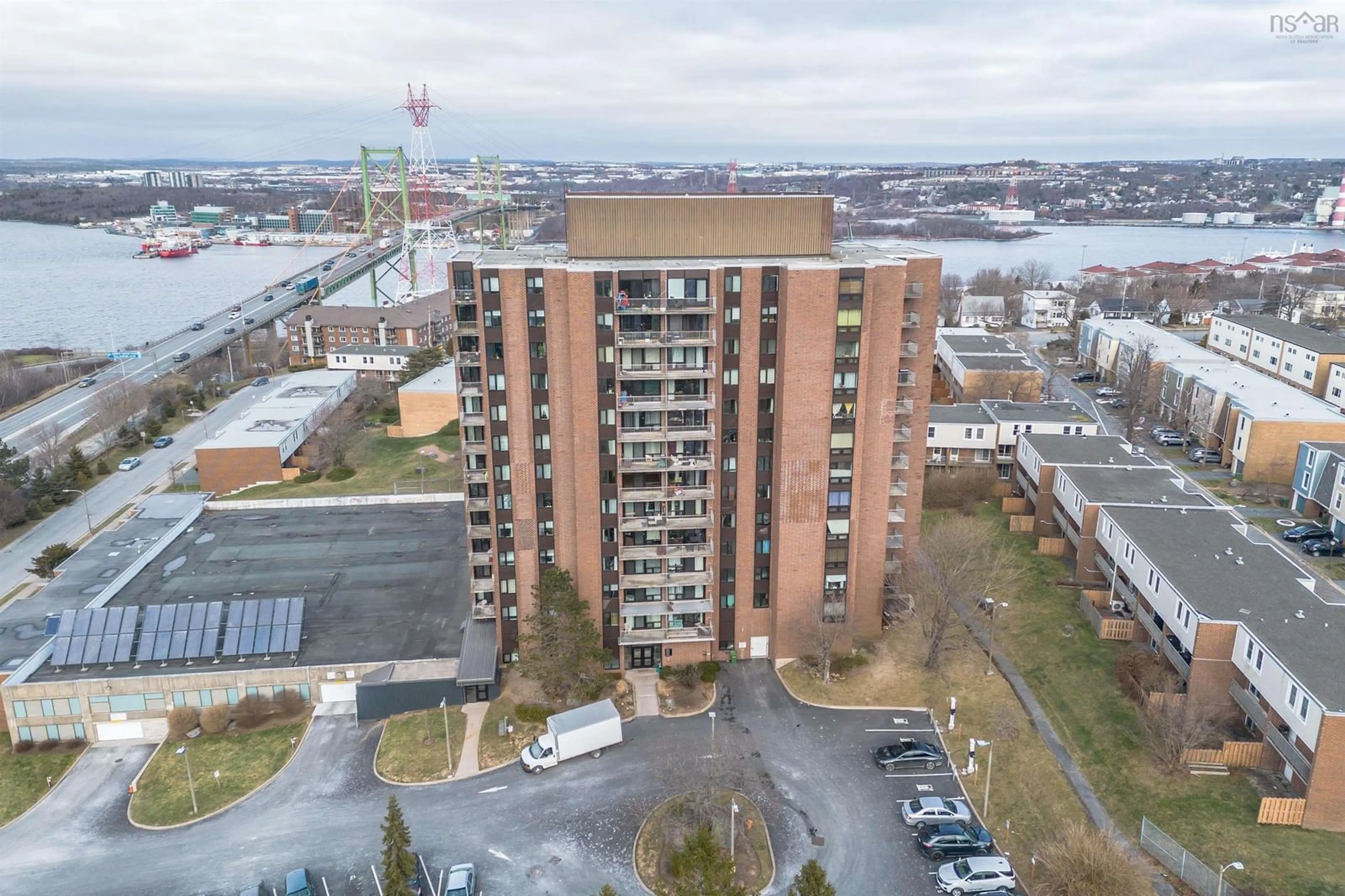 A pic from outside/outdoor area/front of a property/back of a property/a pic from drone, building for 5572 North Ridge Rd #604, Halifax Nova Scotia B3K 5K2