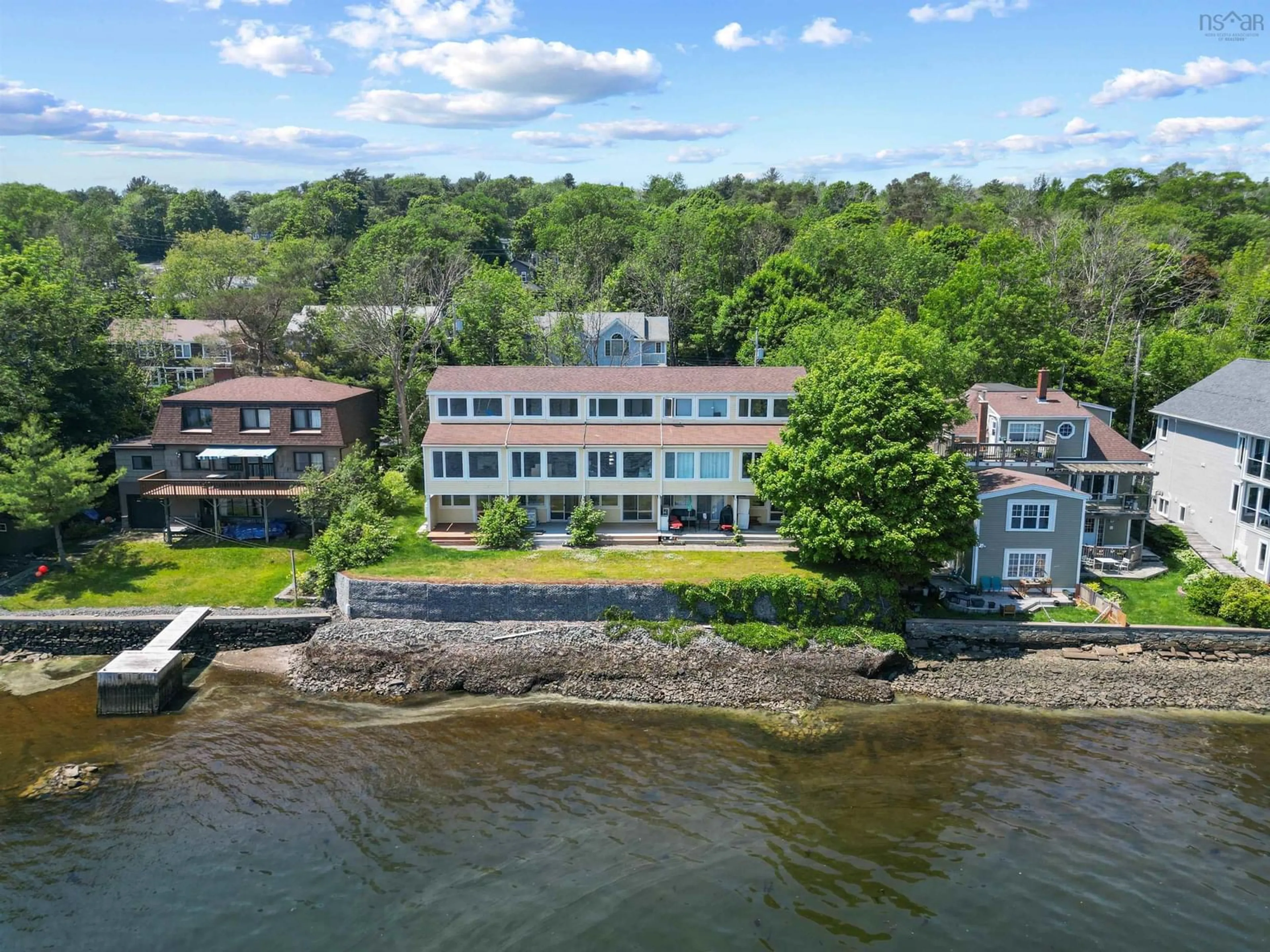 A pic from outside/outdoor area/front of a property/back of a property/a pic from drone, water/lake/river/ocean view for 475 Shore Dr, Bedford Nova Scotia B4A 2E9