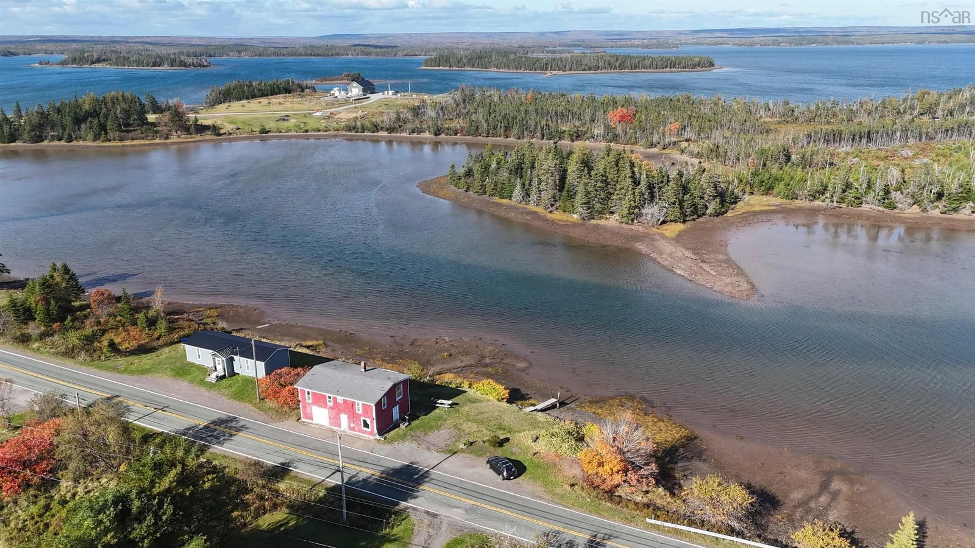 A pic from outside/outdoor area/front of a property/back of a property/a pic from drone, water/lake/river/ocean view for 2687 Highway 320, Poulamon Nova Scotia B0E 1K0