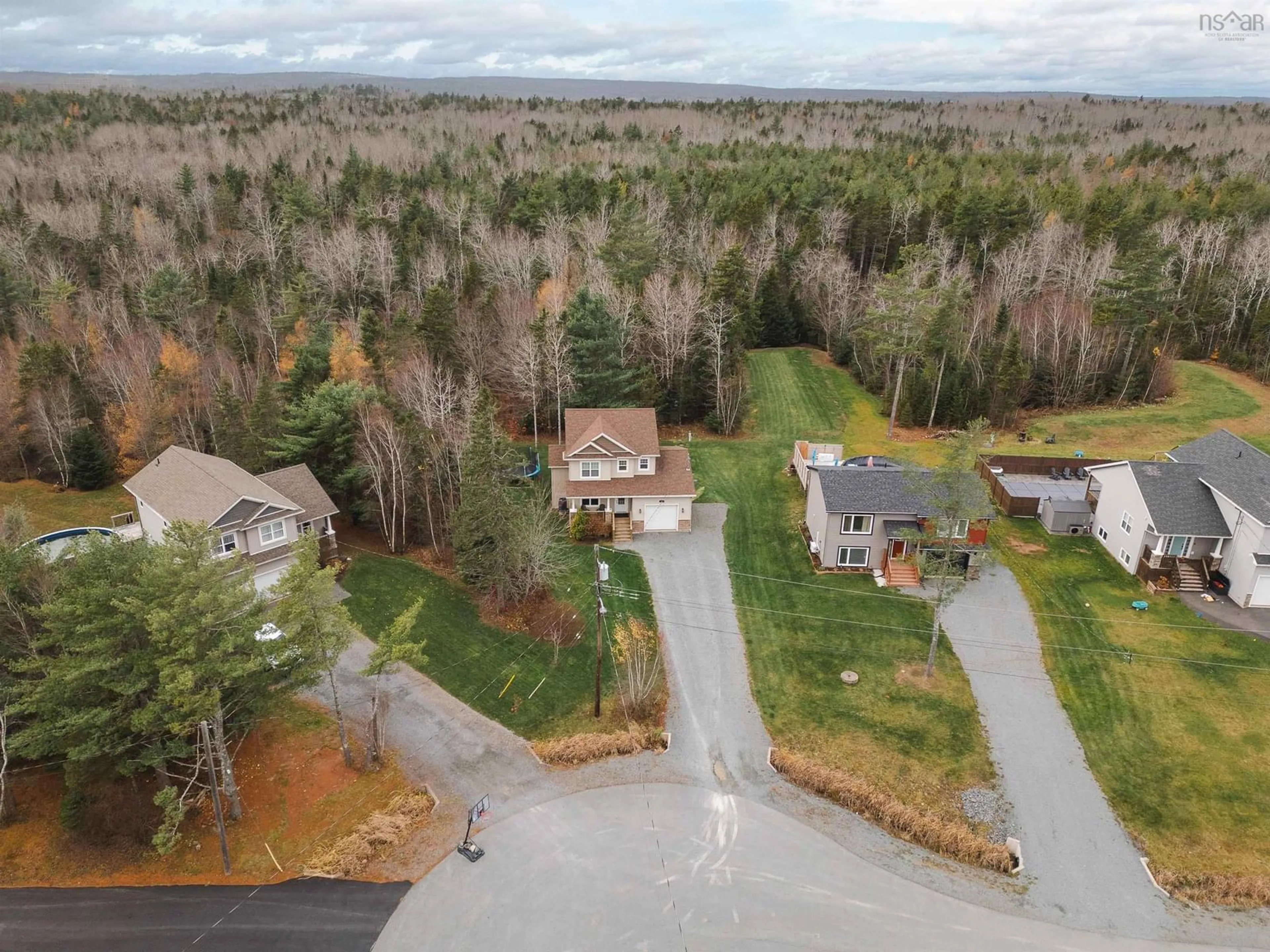 A pic from outside/outdoor area/front of a property/back of a property/a pic from drone, forest/trees view for 64 Cranberry Crt, Enfield Nova Scotia B2T 0L3