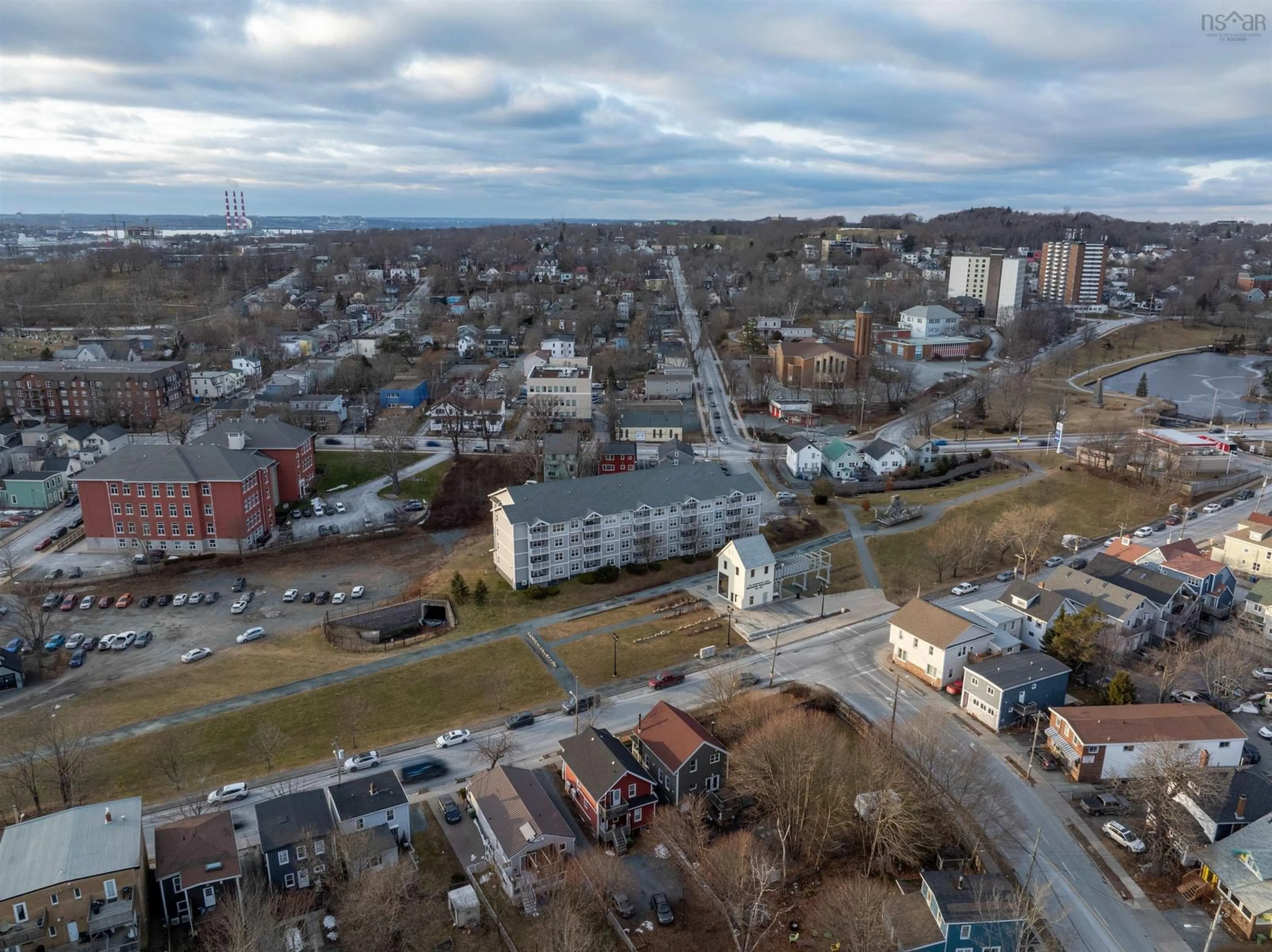 A pic from outside/outdoor area/front of a property/back of a property/a pic from drone, city buildings view from balcony for 162 Ochterloney St #409, Dartmouth Nova Scotia B2Y 4X3