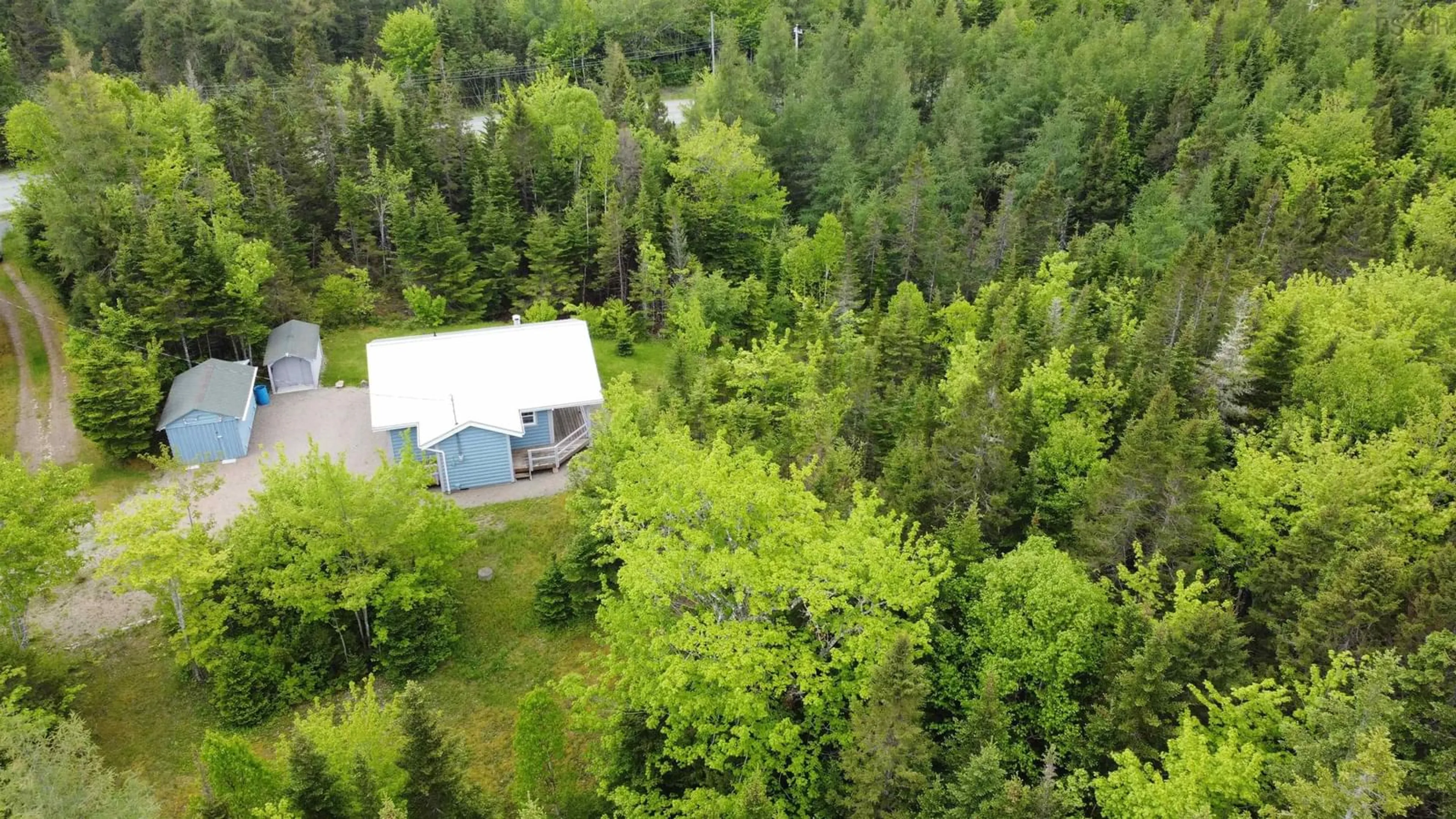 A pic from outside/outdoor area/front of a property/back of a property/a pic from drone, forest/trees view for 109 Cenotaph Rd, Glenora Nova Scotia B0E 3L0